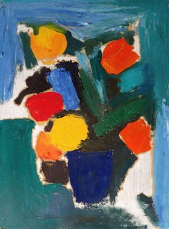 Boats. Tulips. Bilateral. 1975., cardboard, oil, 34.5x46.3 cm