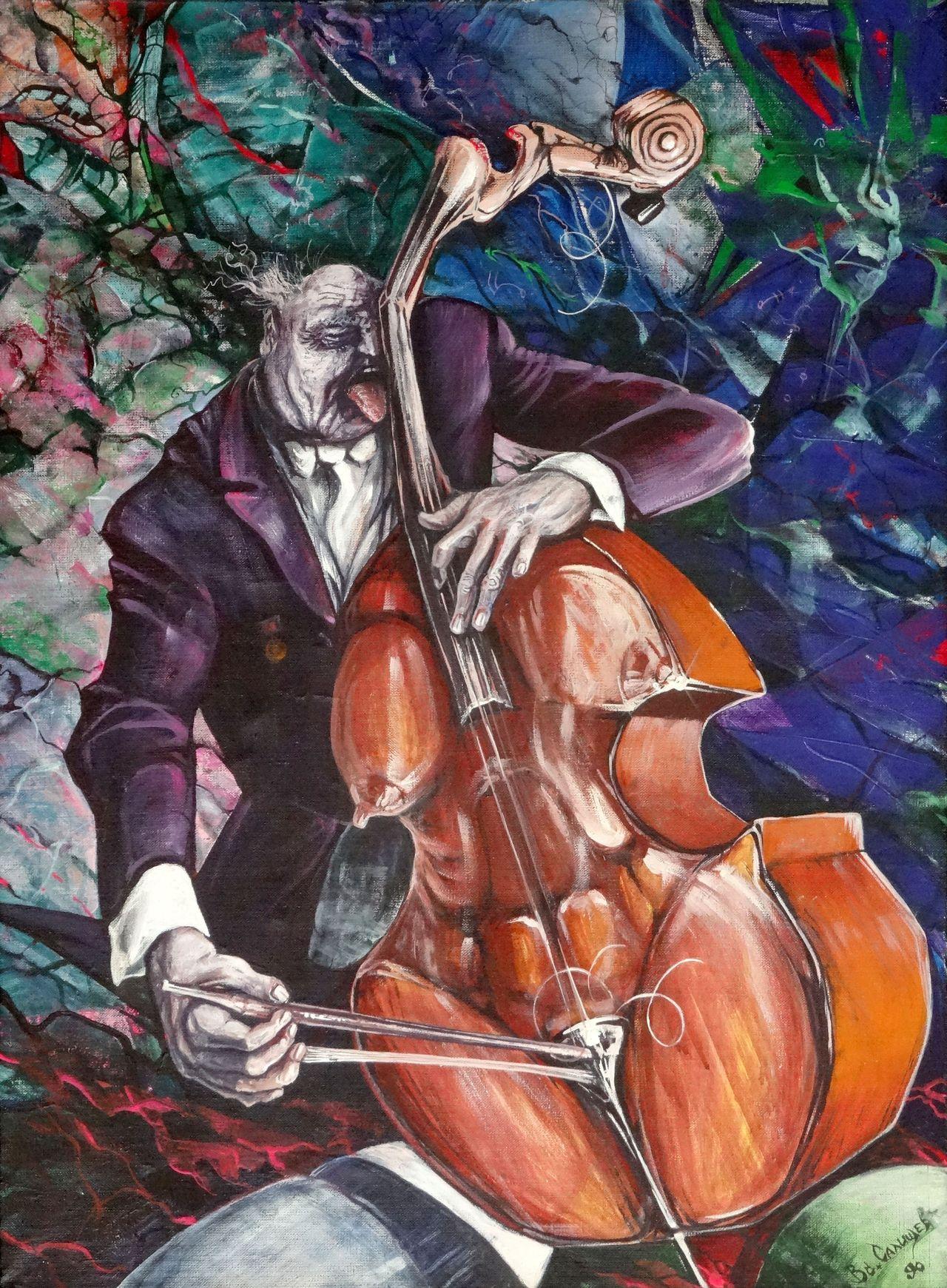 Salishev Vsevolod Figurative Painting - Contra and bass, oil on canvas, 77x57 cm