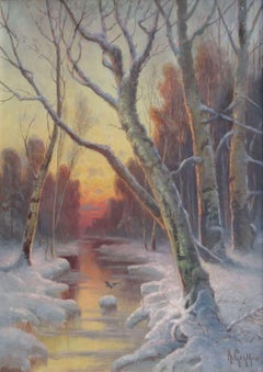 Winter evening. Oil on canvas, 72x52 cm