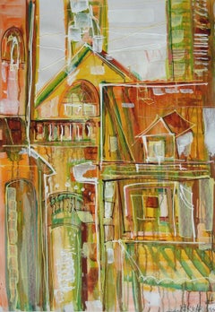Gatehouse. Paper, mixed media, 90x64 cm