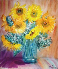 Sunflowers. 2007. Paper, watercolors. 85, 5x73 cm