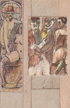 Erotic motives. 2.pcs., paper, cardboard, mixed media, 8, 3x5, 5 cm, 12, 8x3, 2 cm