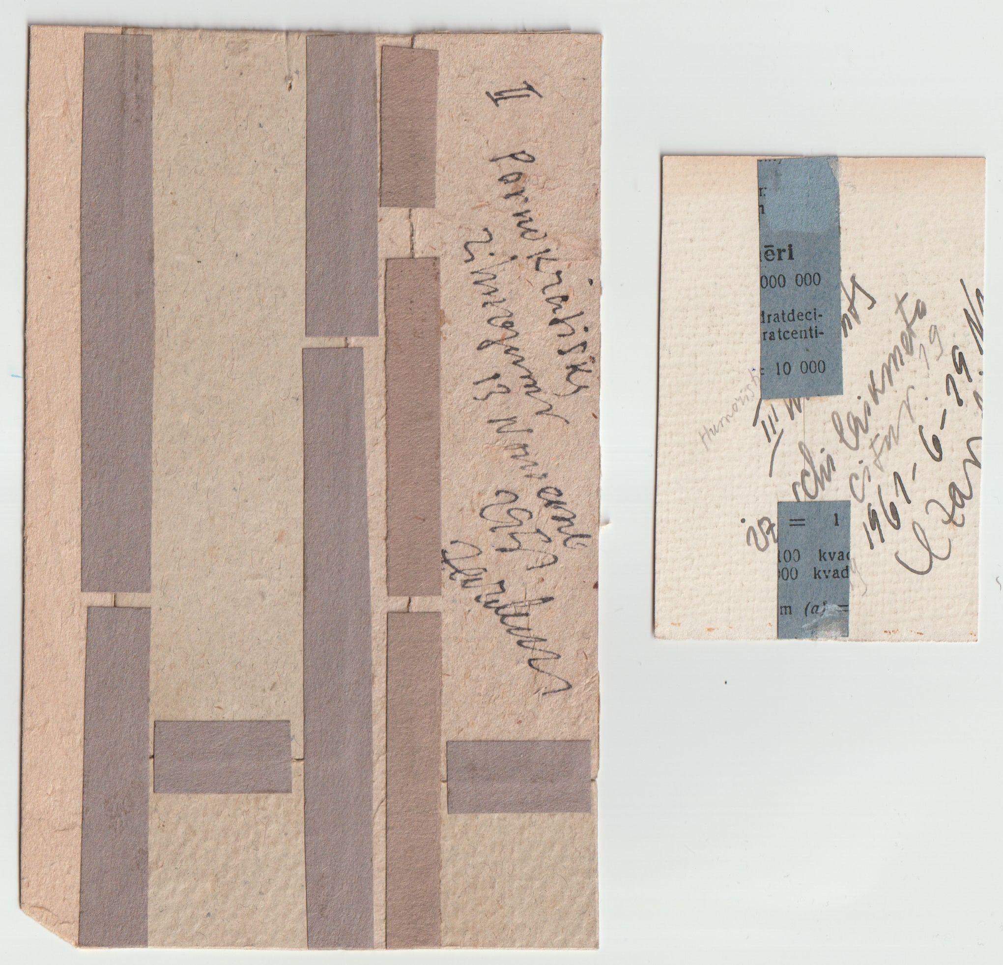 Es handelt sich um 2 Stck., Papier, Karton, Mischtechnik, 8,3x5,5 cm, 12,8x3,2 cm  (Braun), Figurative Painting, von Adolfs Zardins
