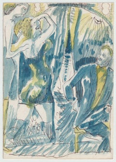 Restroom. Paper, mixed media, 14x10 cm