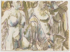 Threesome. Paper, mixed media, 10x14 cm