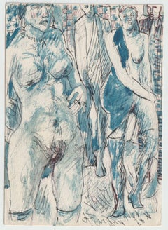 Erotic scene. Paper, mixed media, 14x10 cm