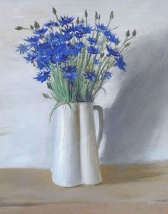 Still life with cornflowers. 1974, cardboard, tempera, 49x38.5 cm