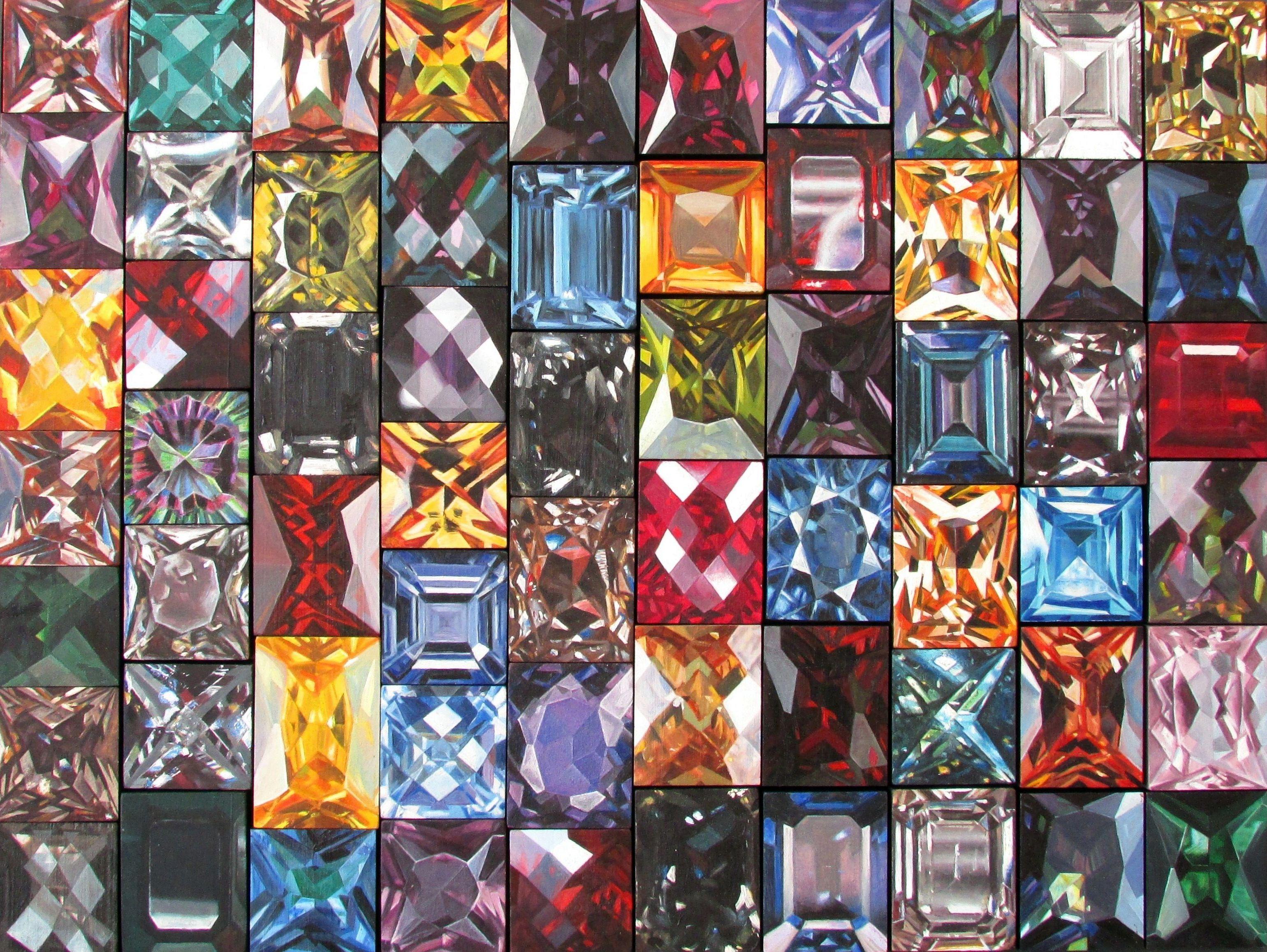 Jewels. 2014, oil/wood, 35x46, 5cm, total 63 pcs. of wood blocks