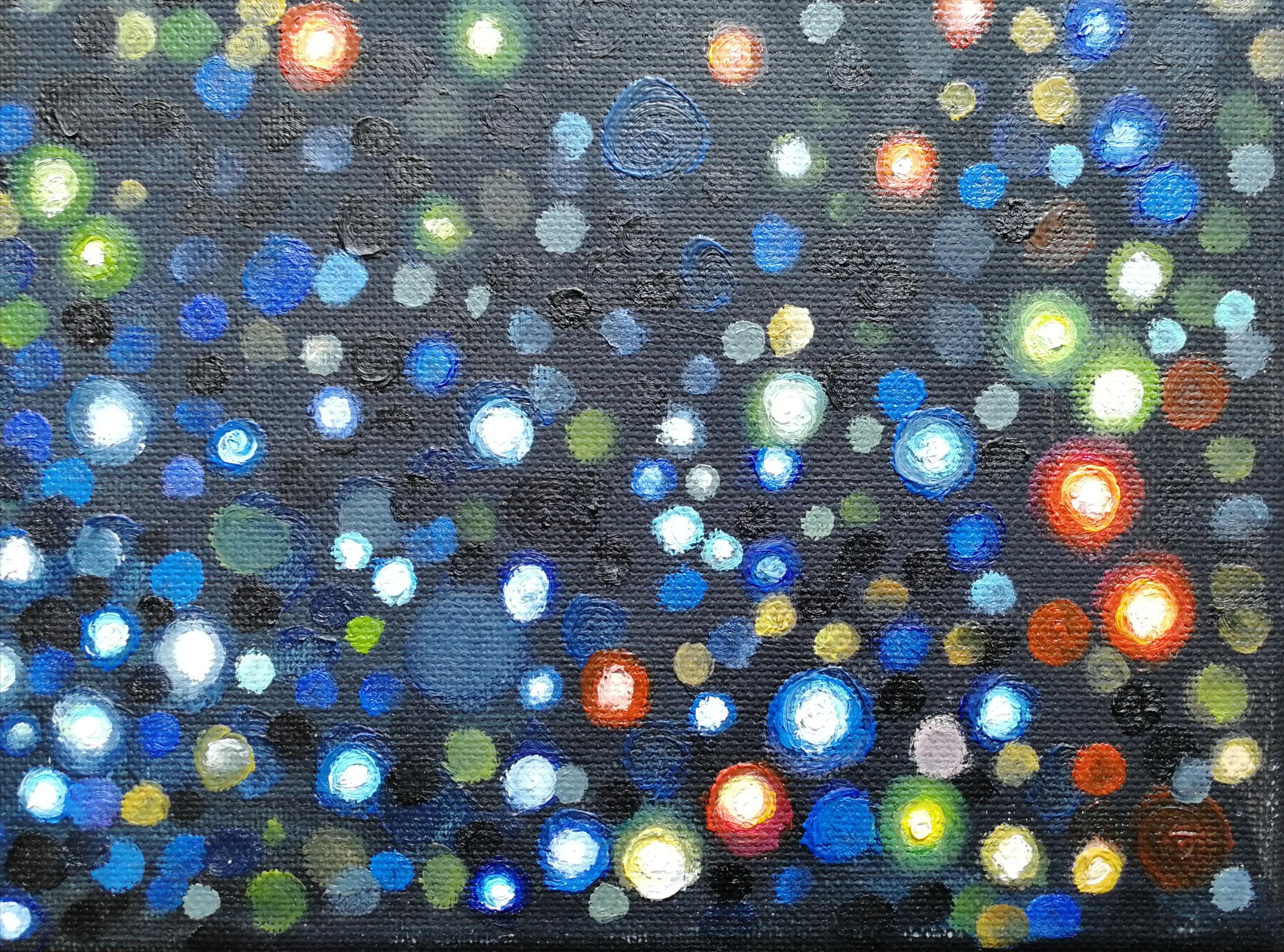 Sparkles. 2014, Öl auf Leinwand, 76,2 x 76,2 cm – Painting von Alyona Prokofjeva