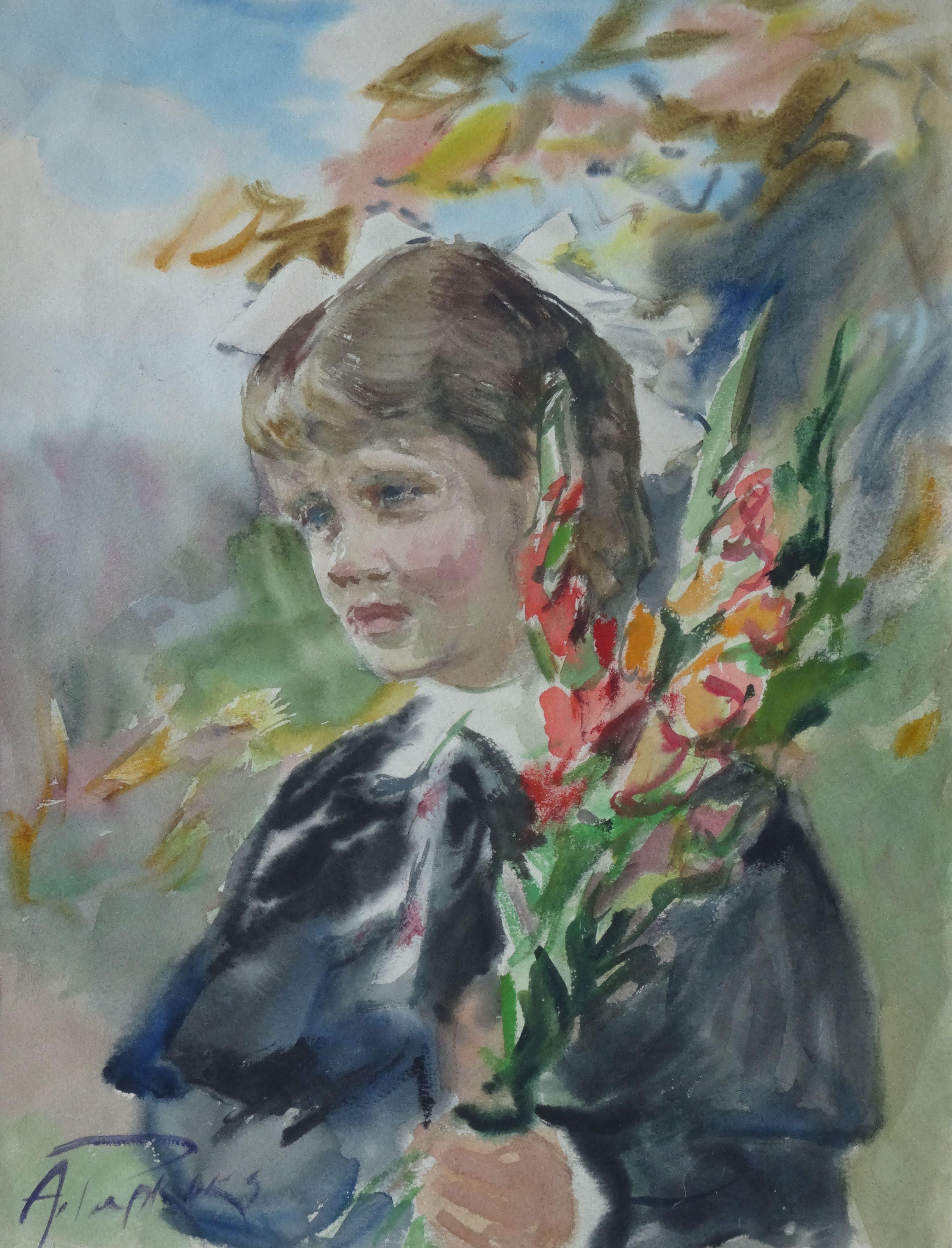 Arnolds Pankoks Portrait Painting - 1th September. Paper, watercolor, 50x38 cm