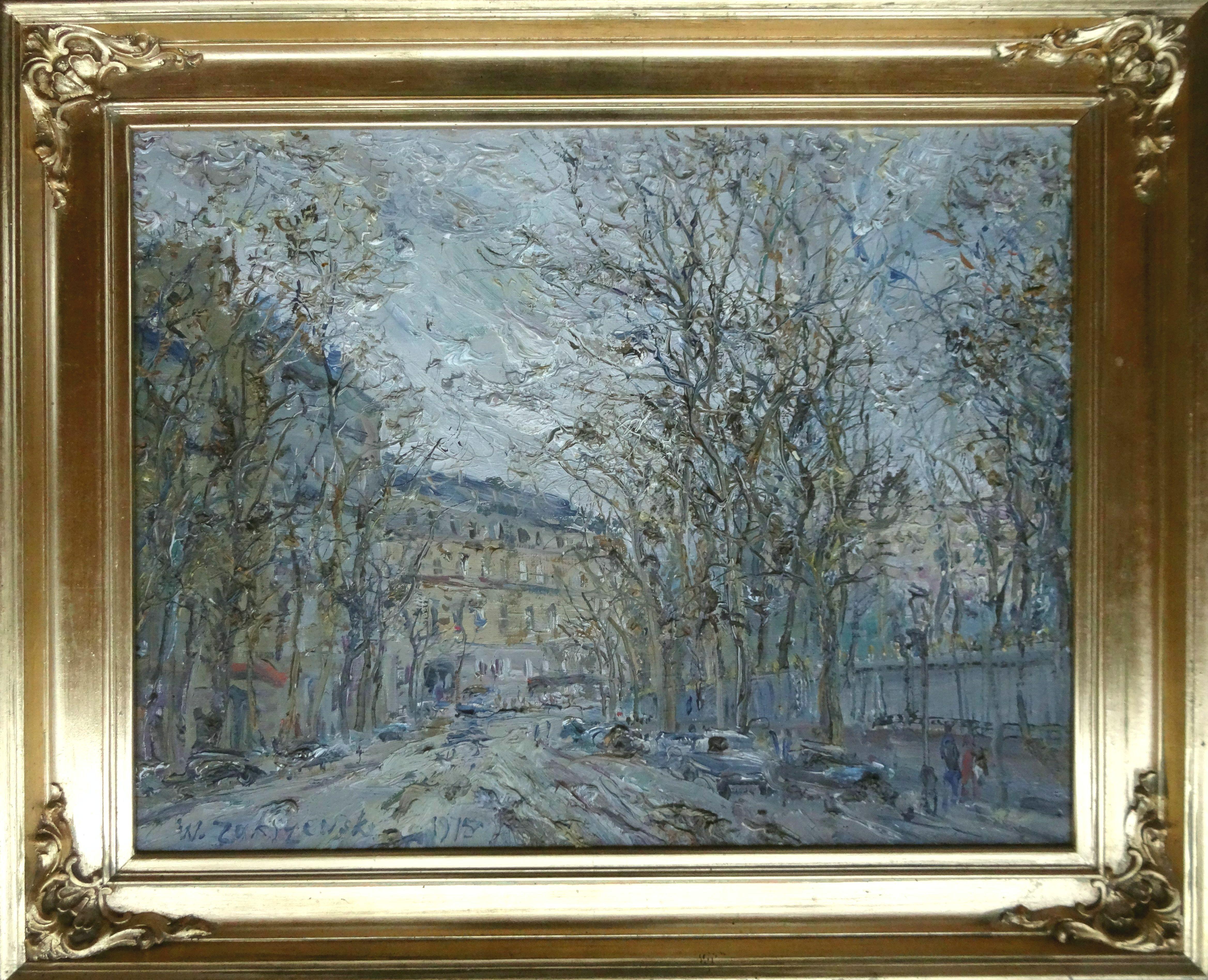  Paris. Luxembourg Garden area. 1975., oil on canvas, 50, 5 x 66 cm - Painting by Zakrzewski Wlodzimierz