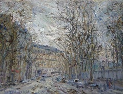 Retro  Paris. Luxembourg Garden area. 1975., oil on canvas, 50, 5 x 66 cm