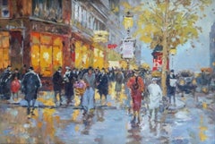 Après la pluie. Paris. Huile sur toile, 54, 5x80 cm