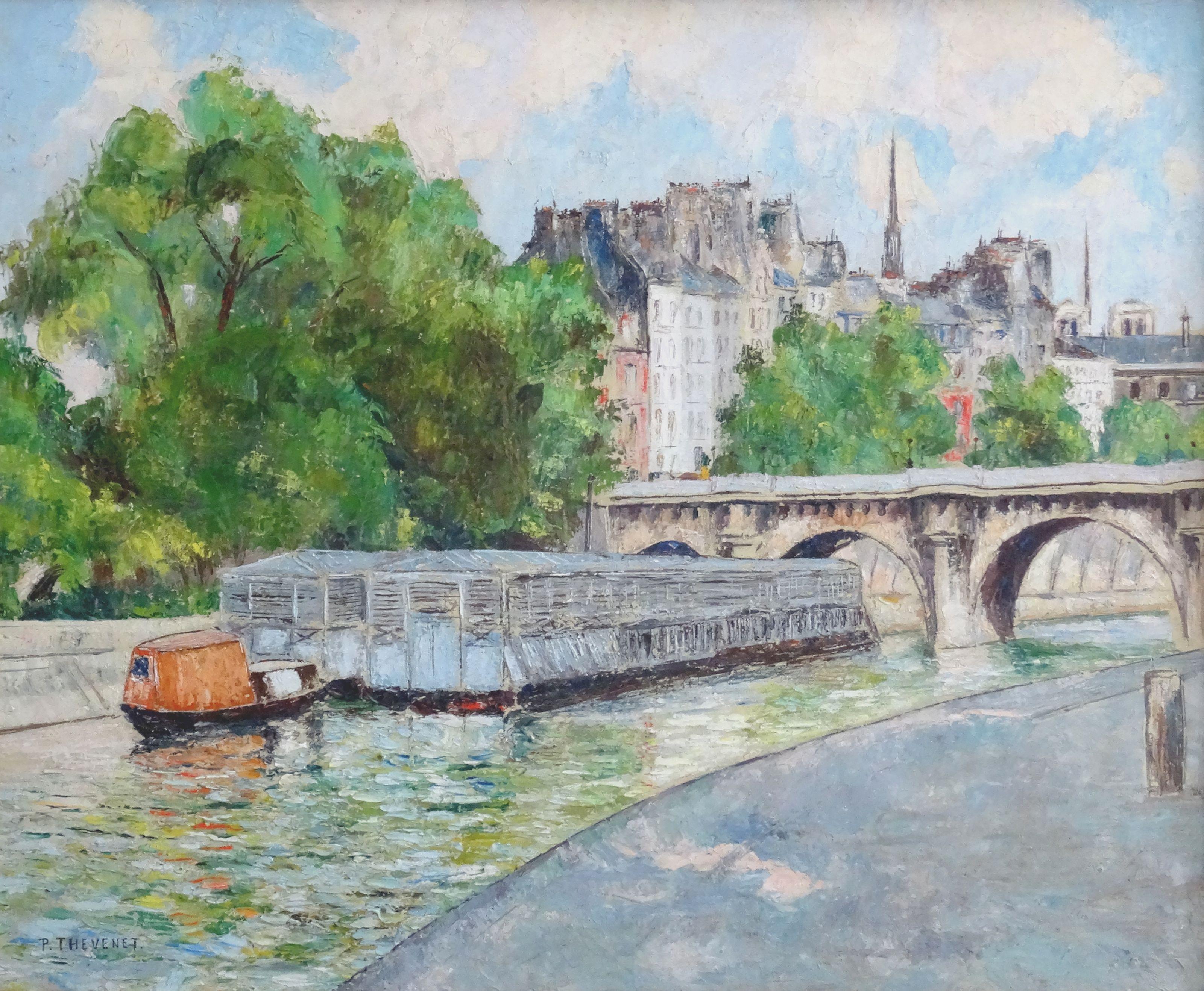 Pierre Thevenet Landscape Painting - The new bridge. Oil on canvas, 60, 5x70, 5 cm