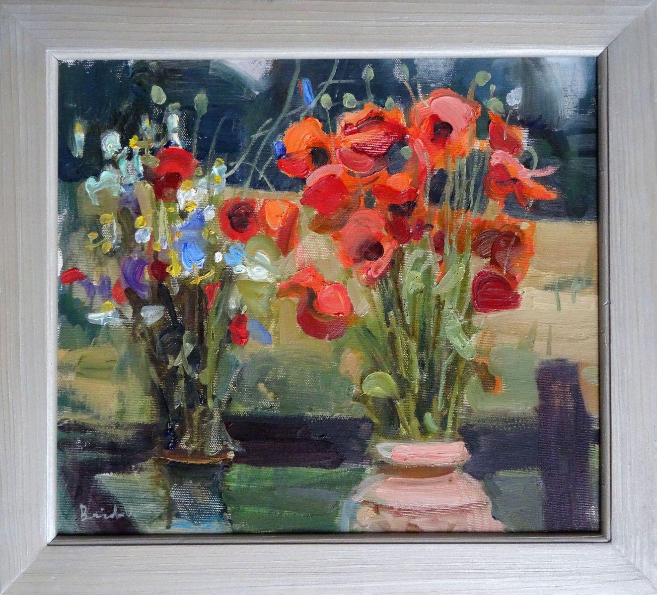 Poppies. 2016. Oil on canvas, 35x40 cm - Painting by Valery Bayda 