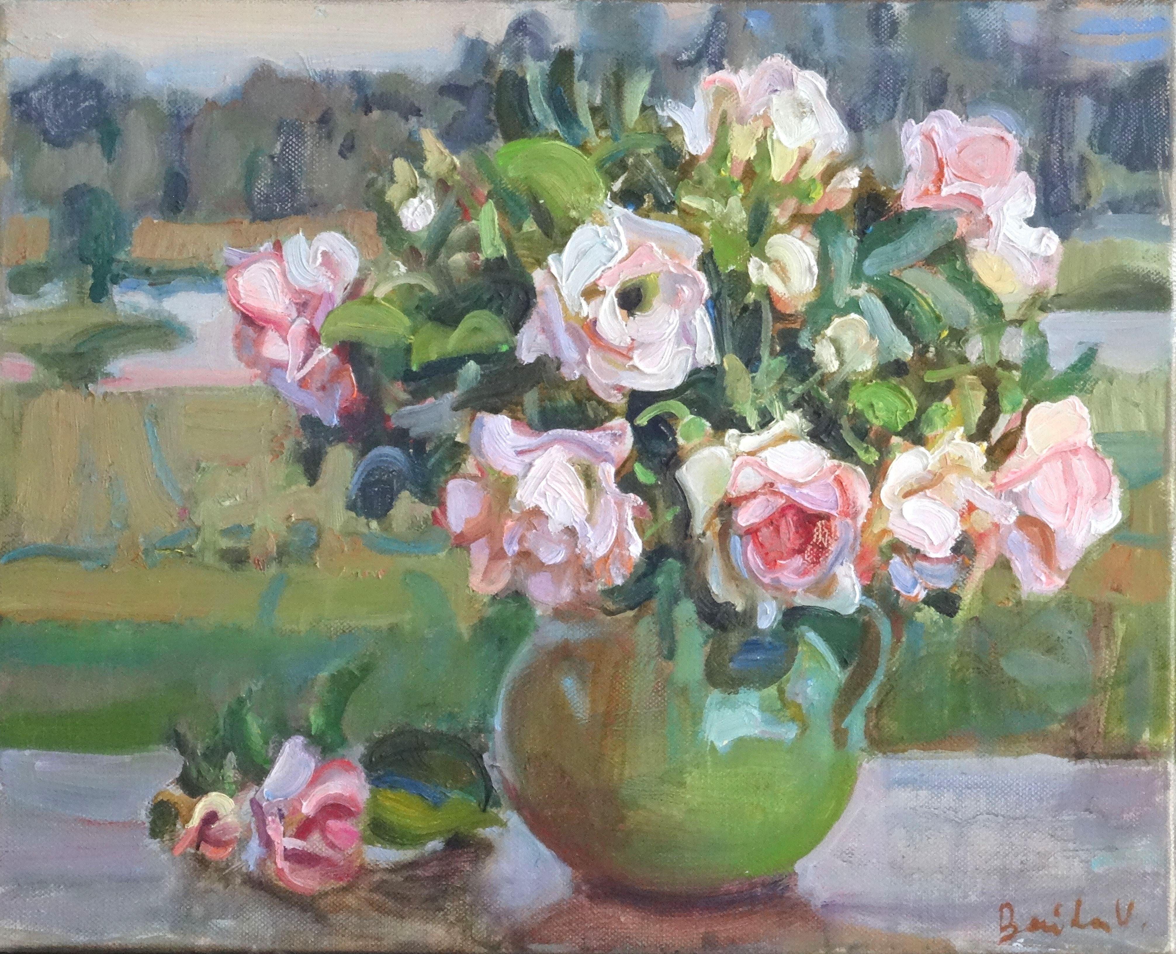 Roses. 2015, huile sur toile, 33x41 cm