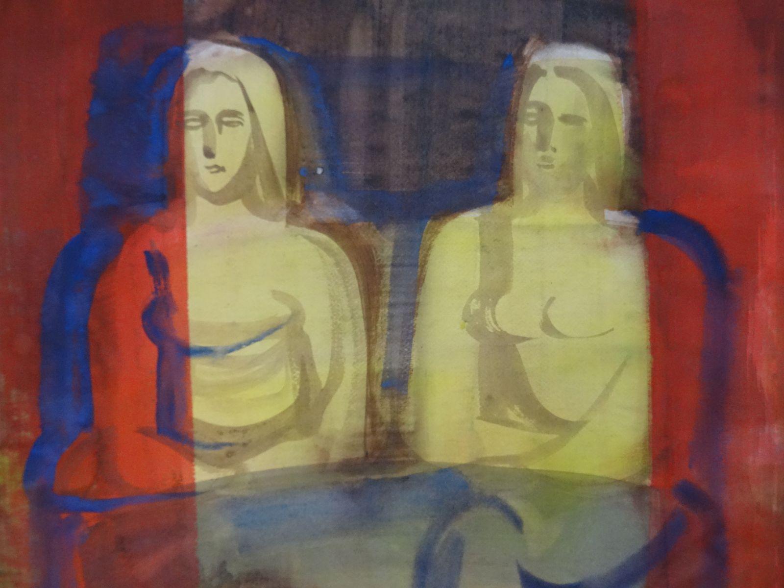 Reflektionen. 1982. Aquarell auf Papier, 82x84 cm – Painting von Dzemma Lia Skulme