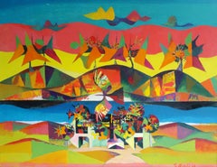 Landscape with birds. 1968. Oil on canvas. 100x130 cm