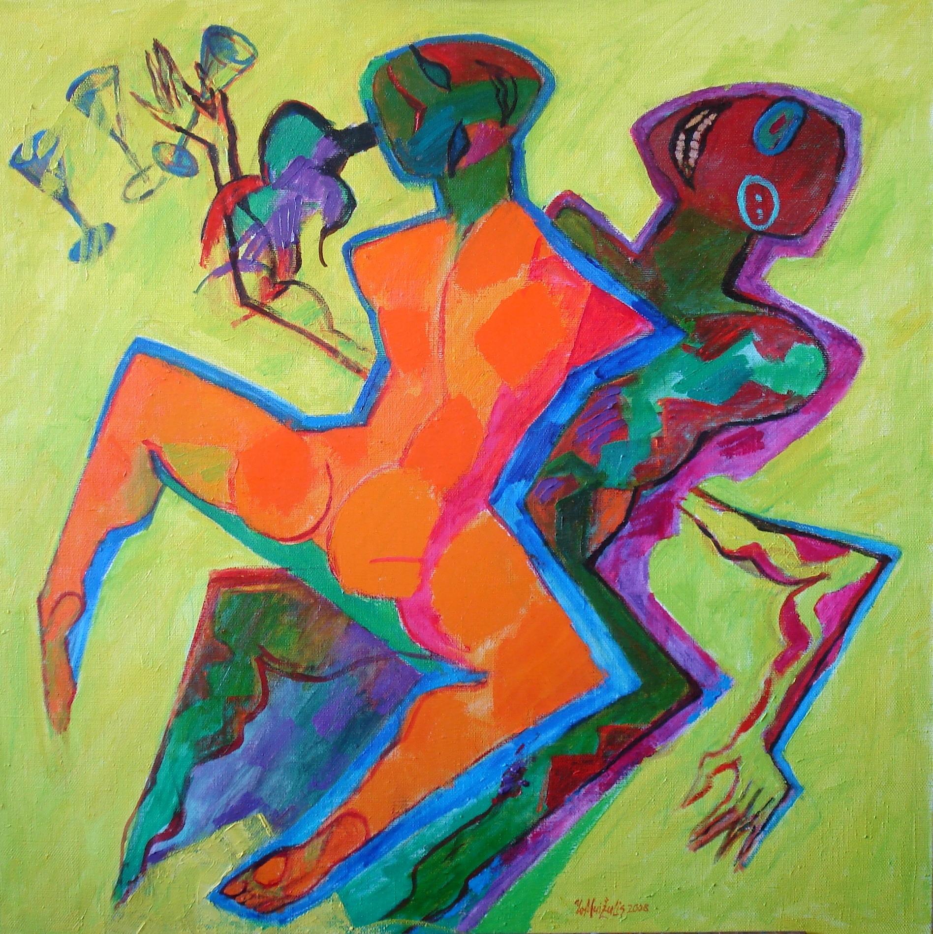 Ivars Muizulis  Abstract Painting - Joy of life. 2008., oil on canvas, 100x100 cm