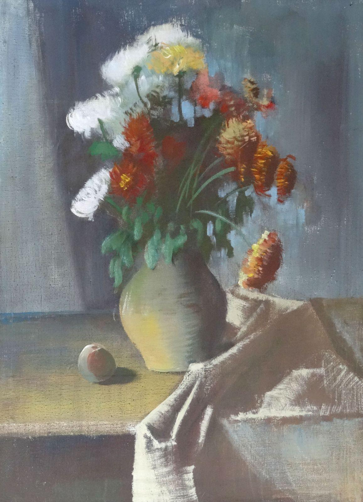 Guntis Strupulis Still-Life Painting - Still life with flowers. Oil on canvas, 110x80 cm