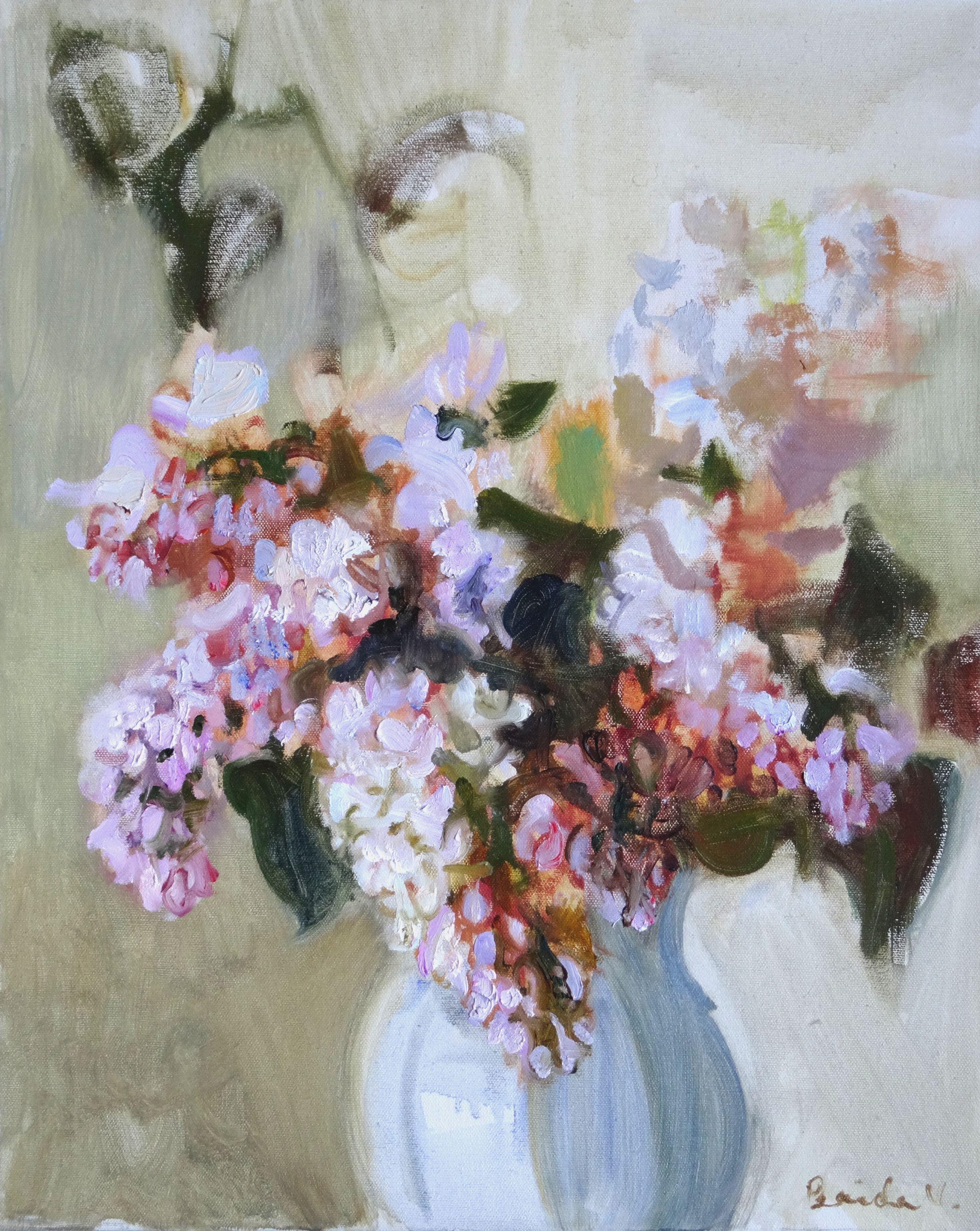Valery Bayda  Still-Life Painting - Lilac. 2018. Oil on canvas, 50x40 cm
