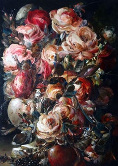 Roses. Peinture à l'huile sur toile, 90 x 65 cm