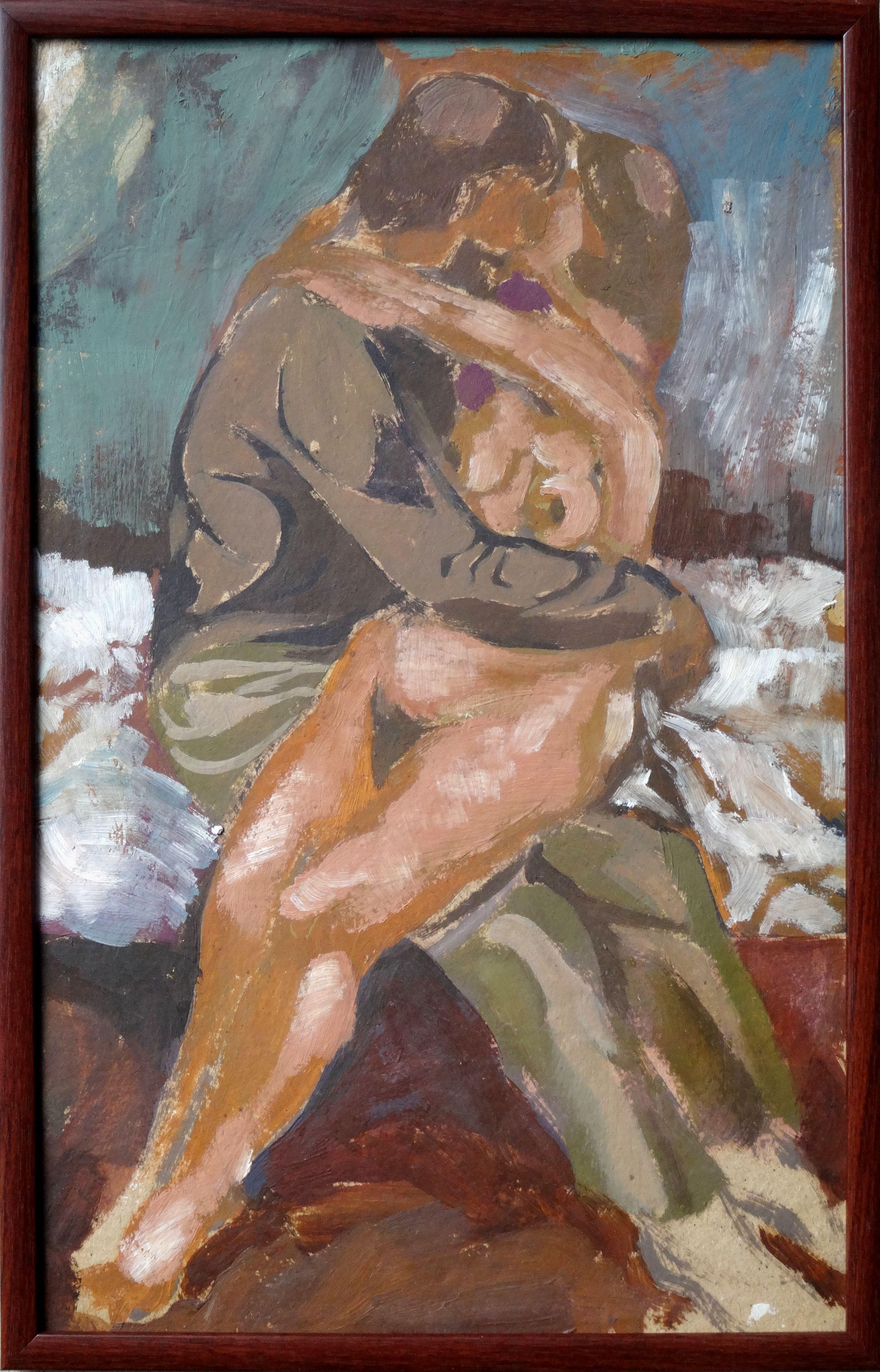 Lovers. Cardboard, oil, 44x28 cm + gift book - Painting by Vladimir Glushenkov 