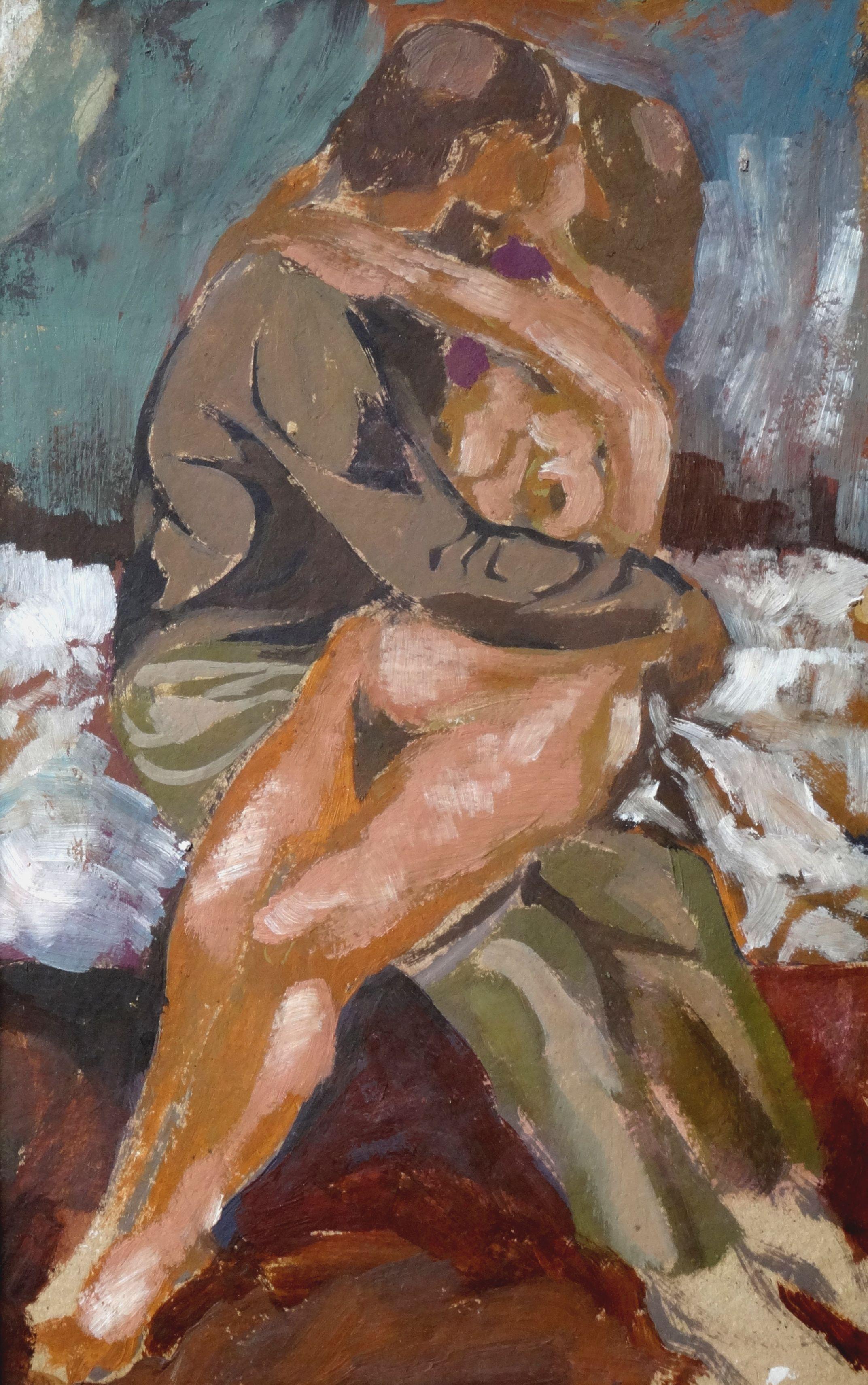 Vladimir Glushenkov  Figurative Painting - Lovers. Cardboard, oil, 44x28 cm + gift book