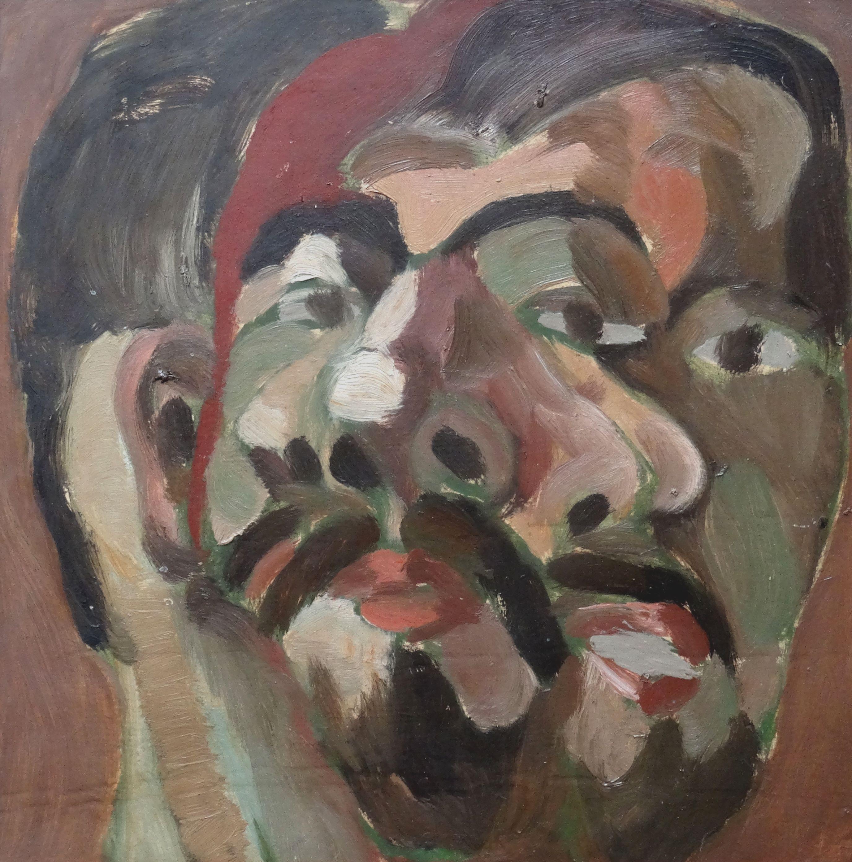 Vladimir Glushenkov  Portrait Painting - Dynamic self-portrait. 1972. Cardboard, oil, 37x36, 5 cm + gift book
