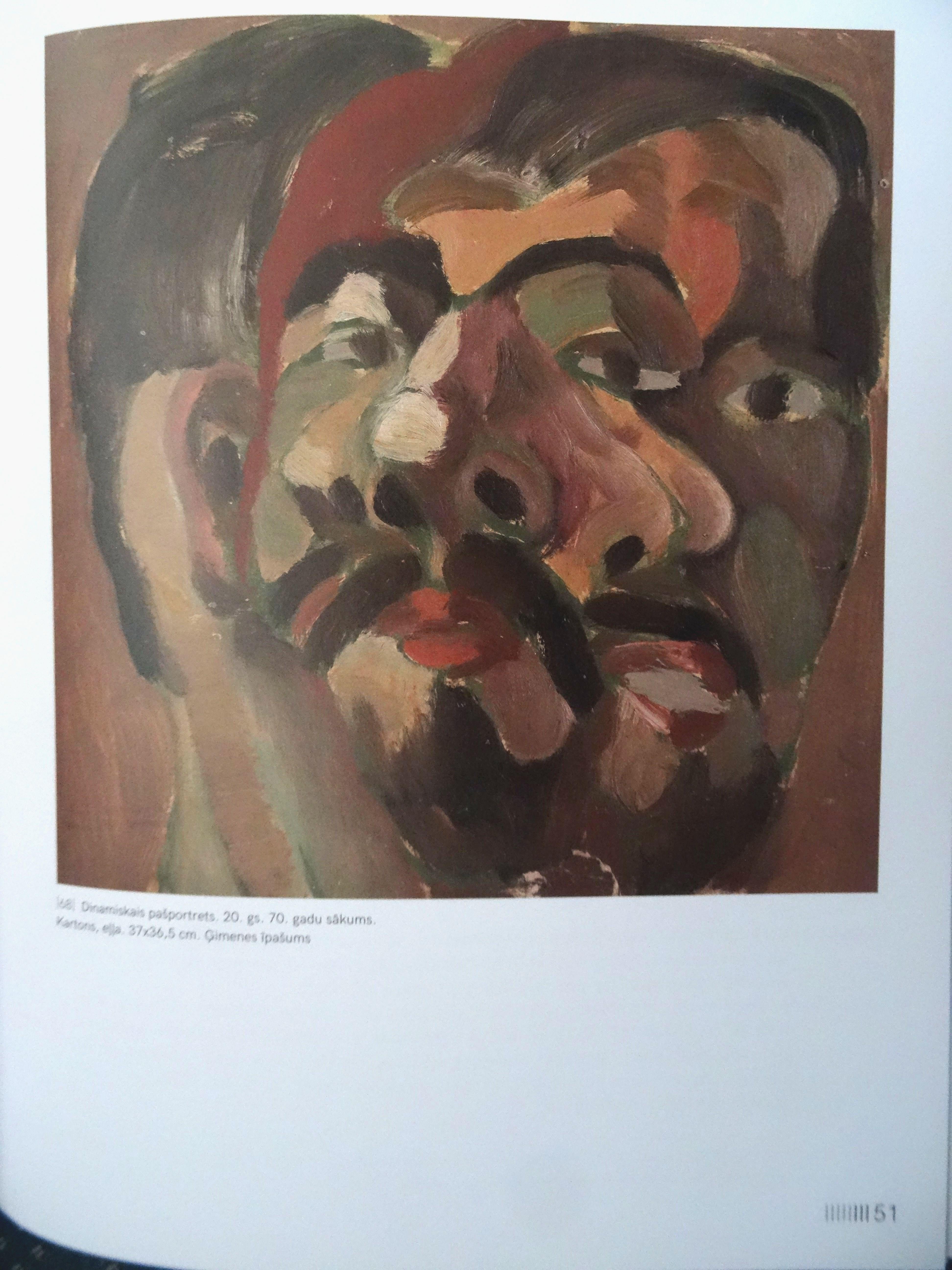 Dynamic self-portrait. 1972. Cardboard, oil, 37x36, 5 cm + gift book - Impressionist Painting by Vladimir Glushenkov 