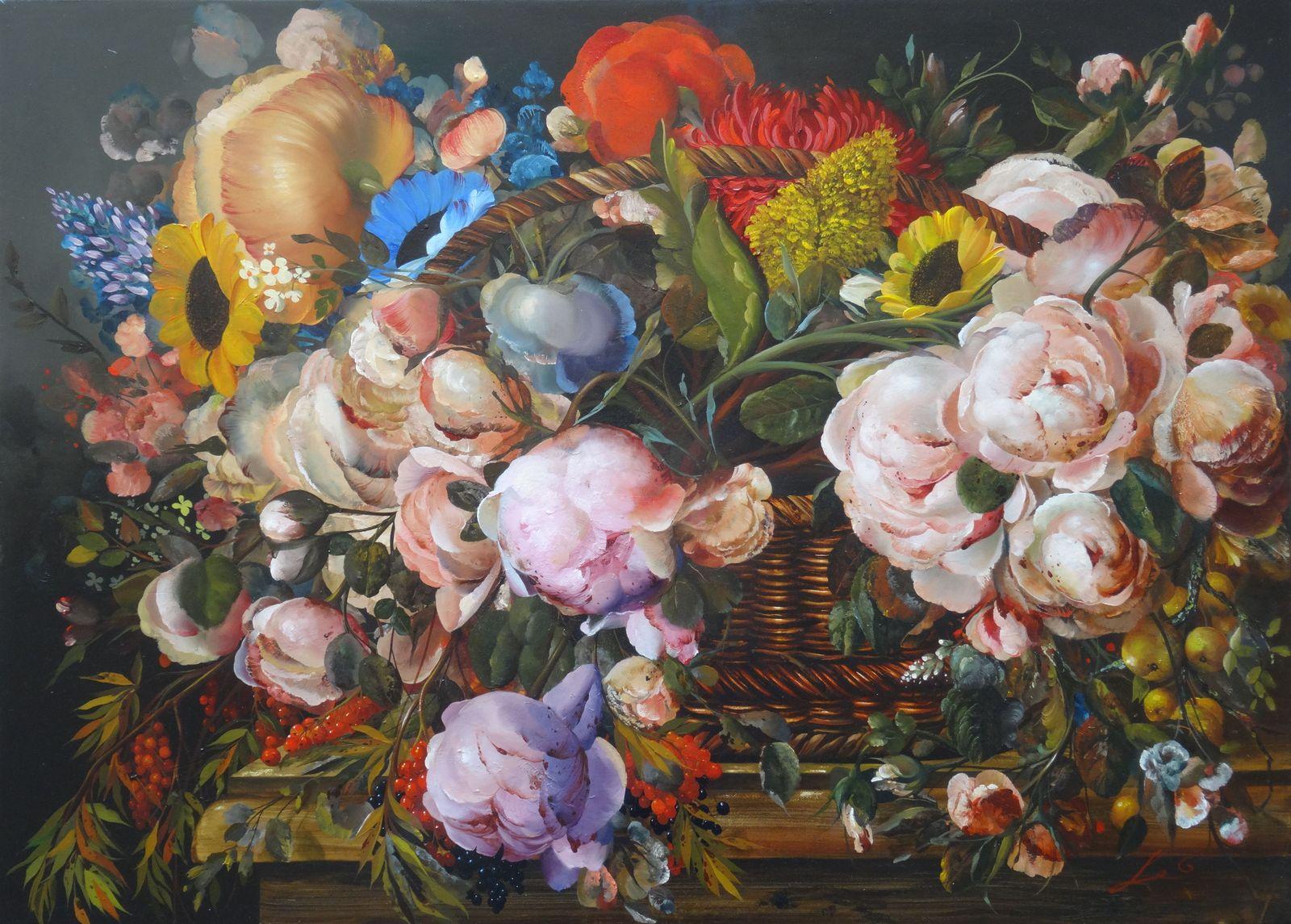 Arturs Amatnieks (Leon)  Still-Life Painting - Still life with roses. 2019. Oil on canvas, 60x90 cm
