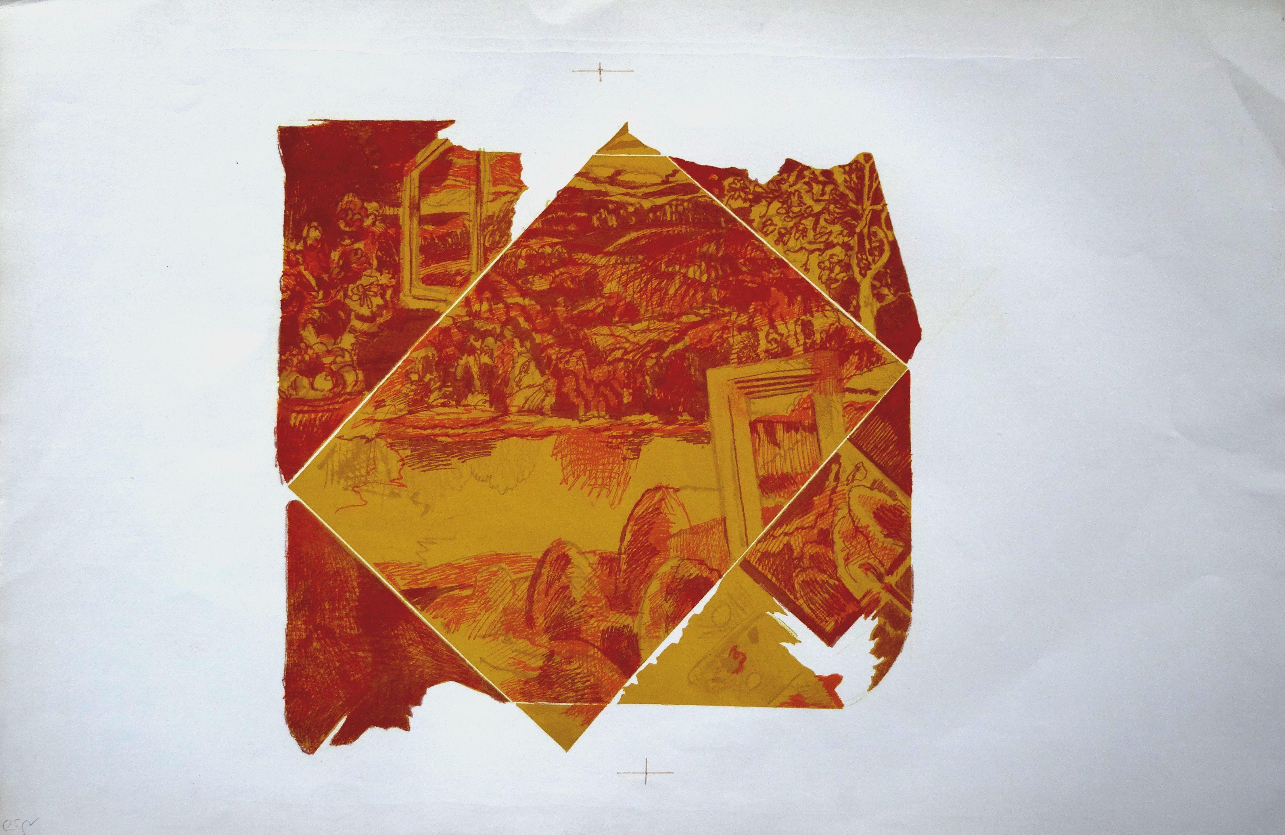 Summer. 1981, paper, color lithography, 50x46  - Print by Aleksandrs Dembo