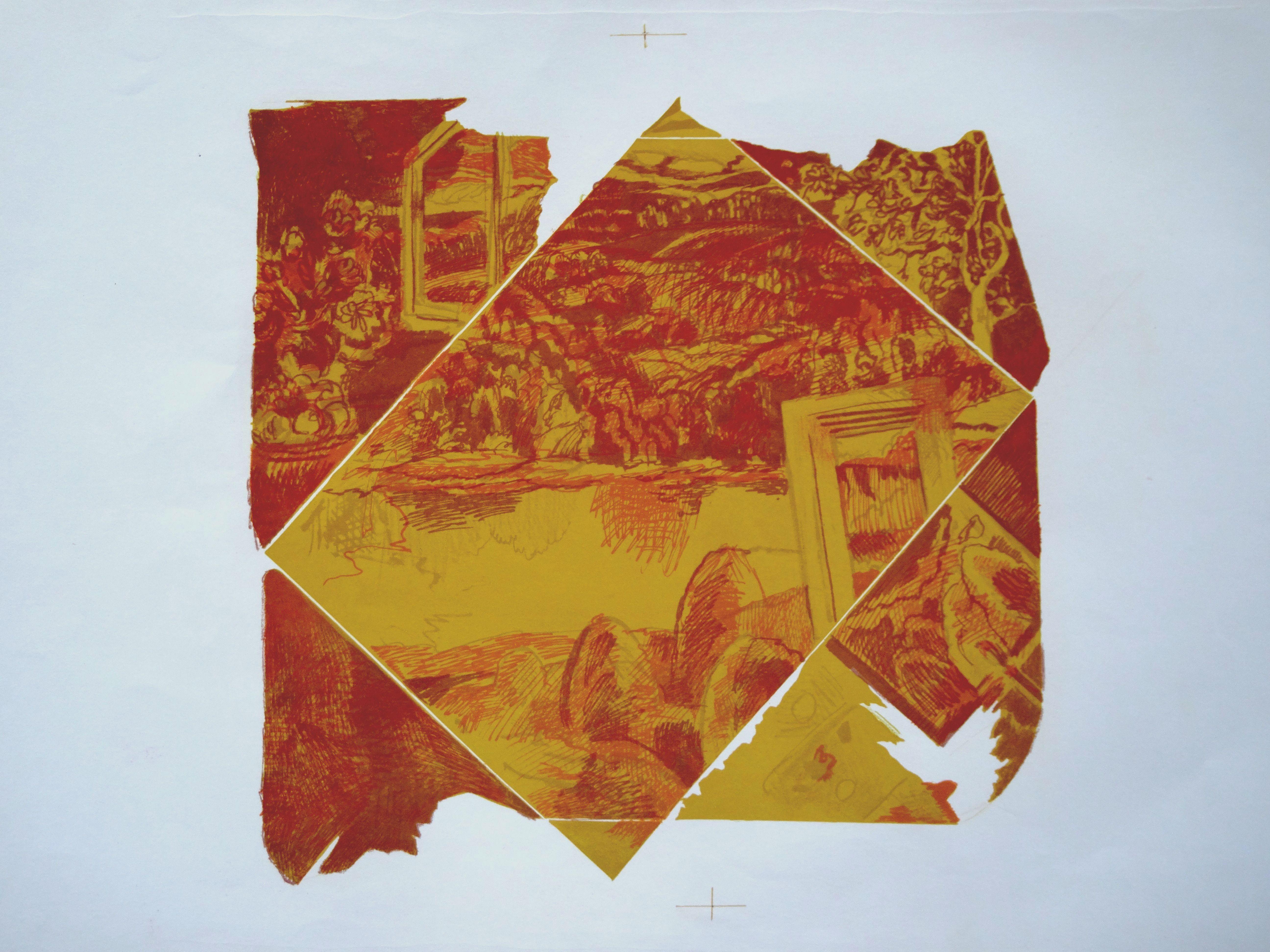 Aleksandrs Dembo Abstract Print - Summer. 1981, paper, color lithography, 50x46 