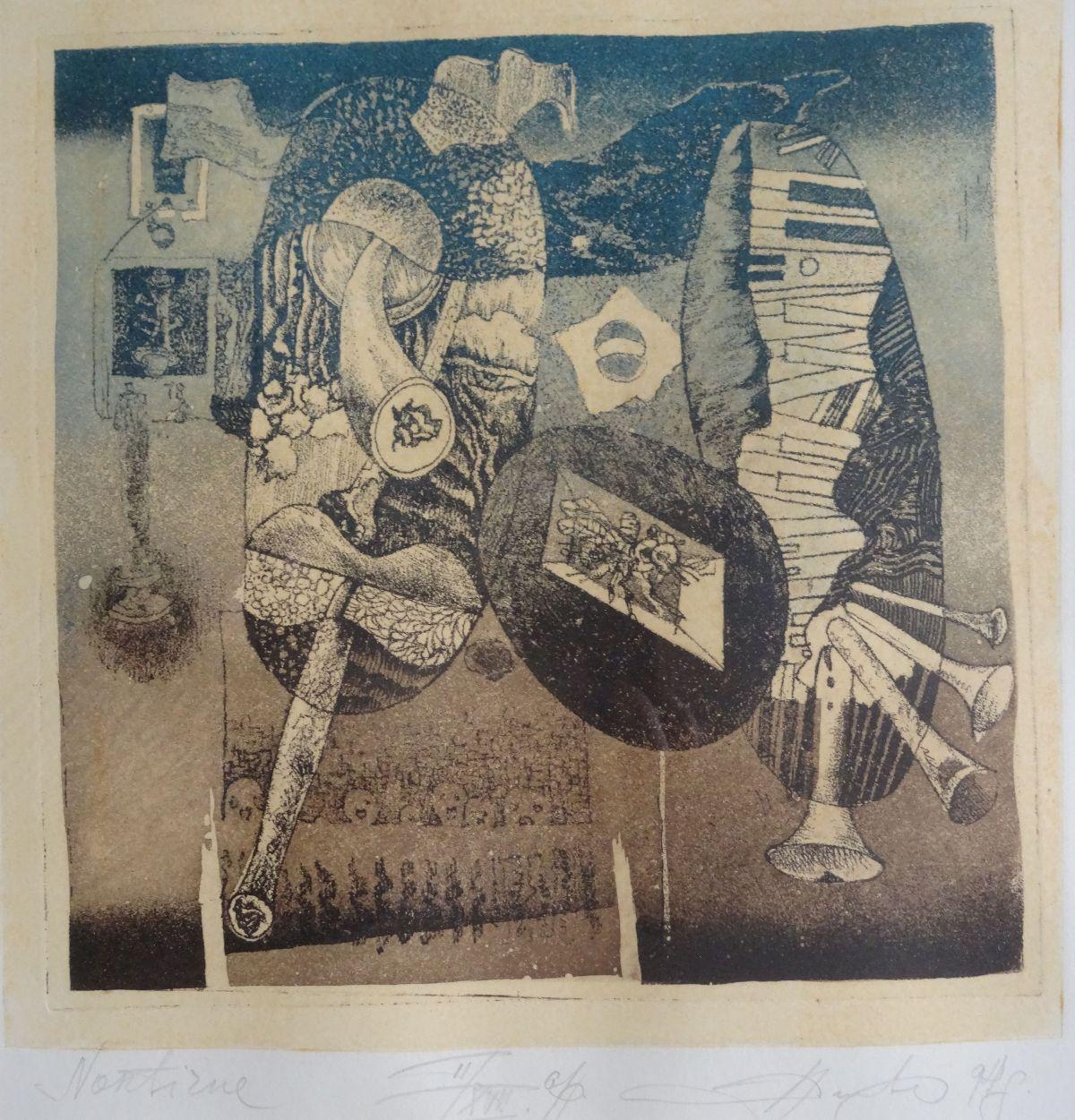 Aleksandrs Dembo Abstract Print - Nocturne. II / XIII, 1994. Paper, etching, 25x24 cm