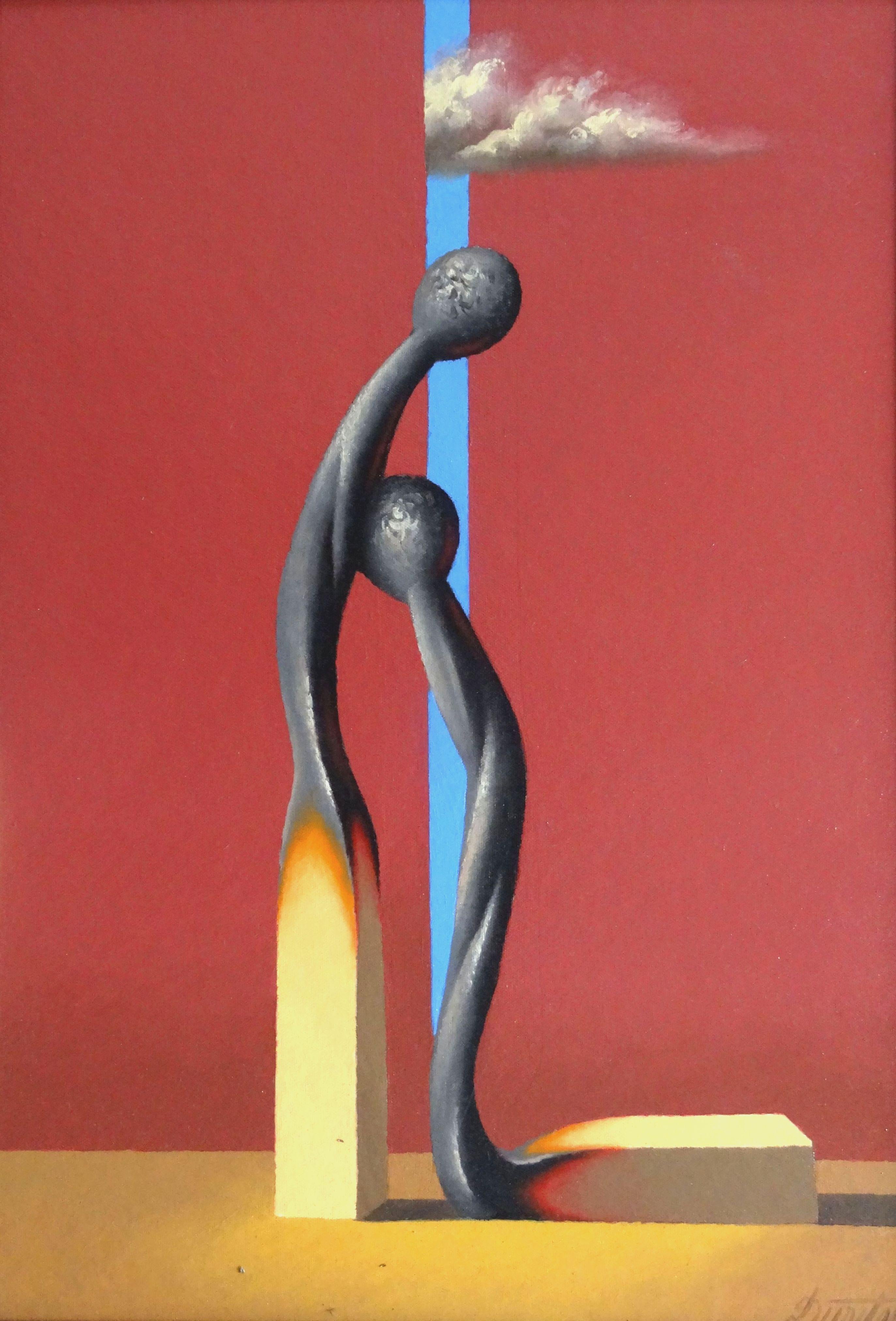 Juris Dimiters Abstract Painting - Forgiveness. 2011. Cardboard, canvas, oil, 50x35 cm