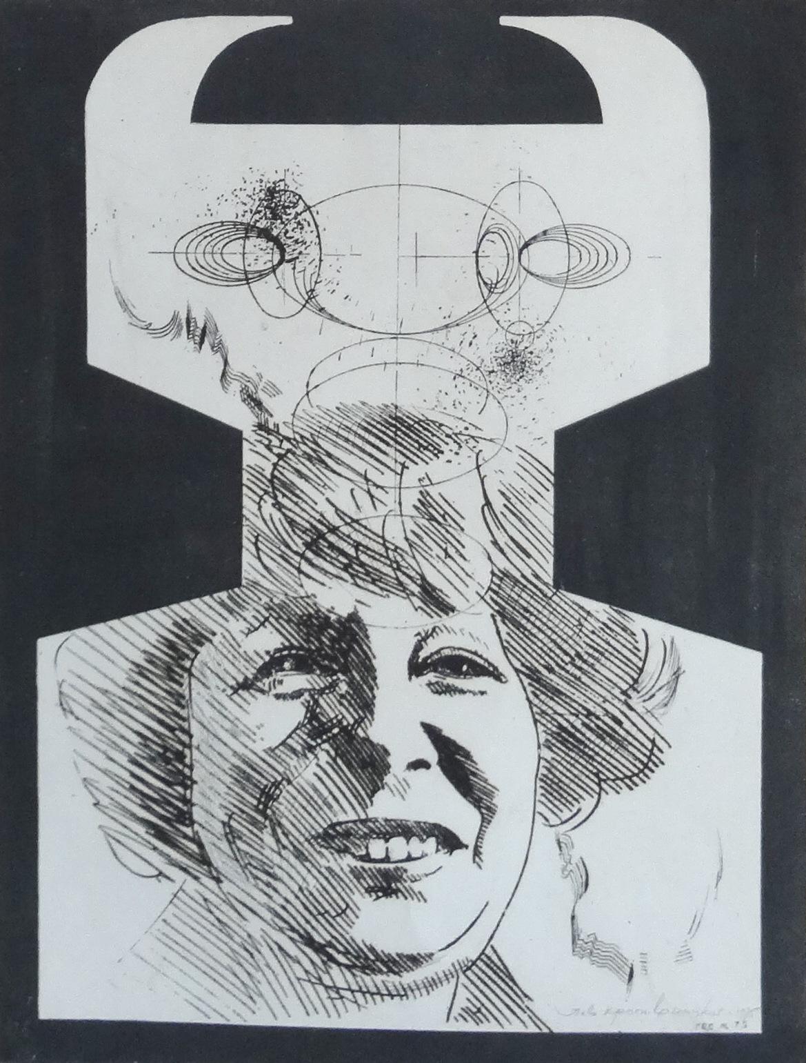 Lev Kropivnitsky Portrait - PEC No.75. 1975, paper, ink, 31x23, 4 cm