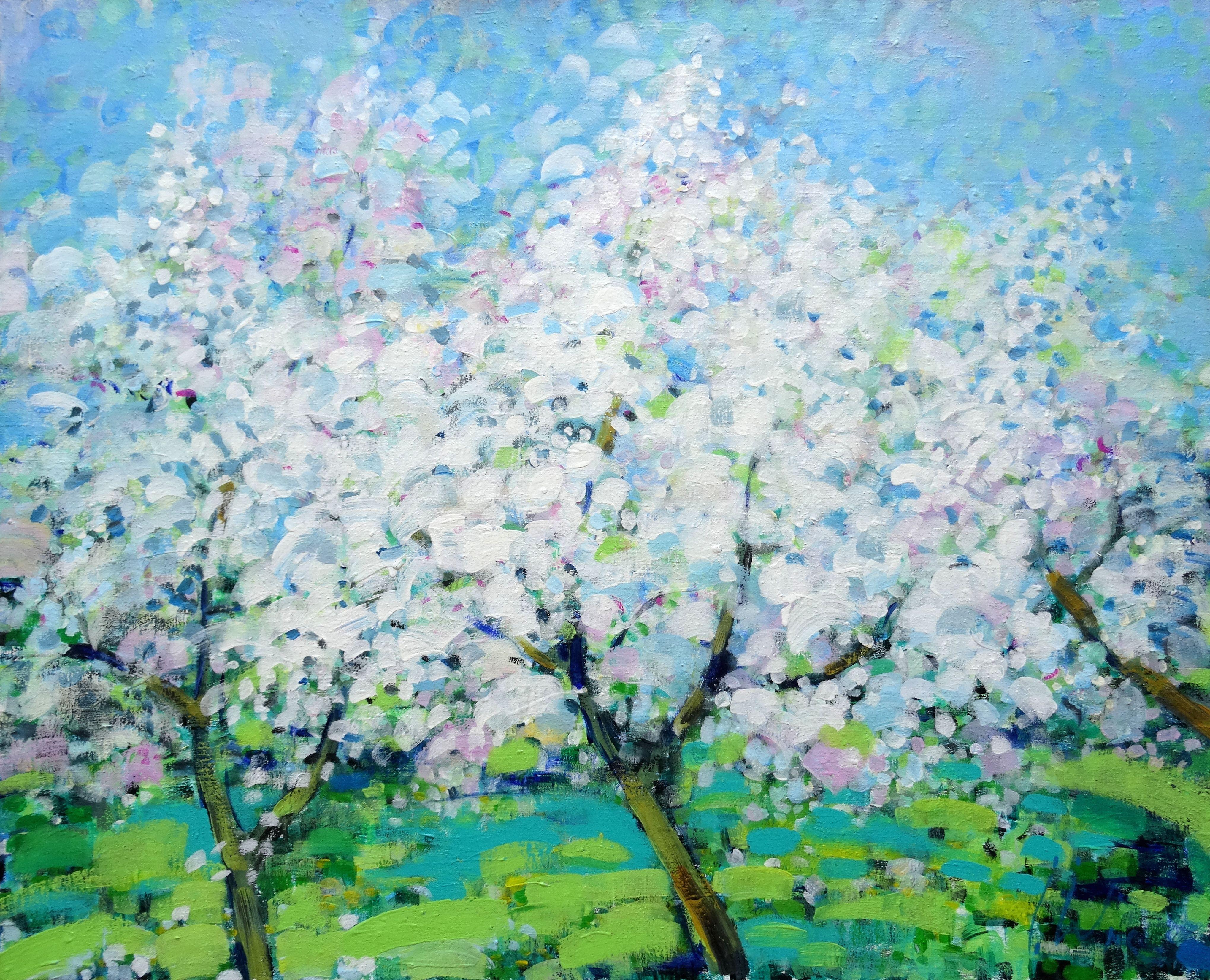 Alberi in fiore. 2017. Acrilico su tela, 80x100 cm