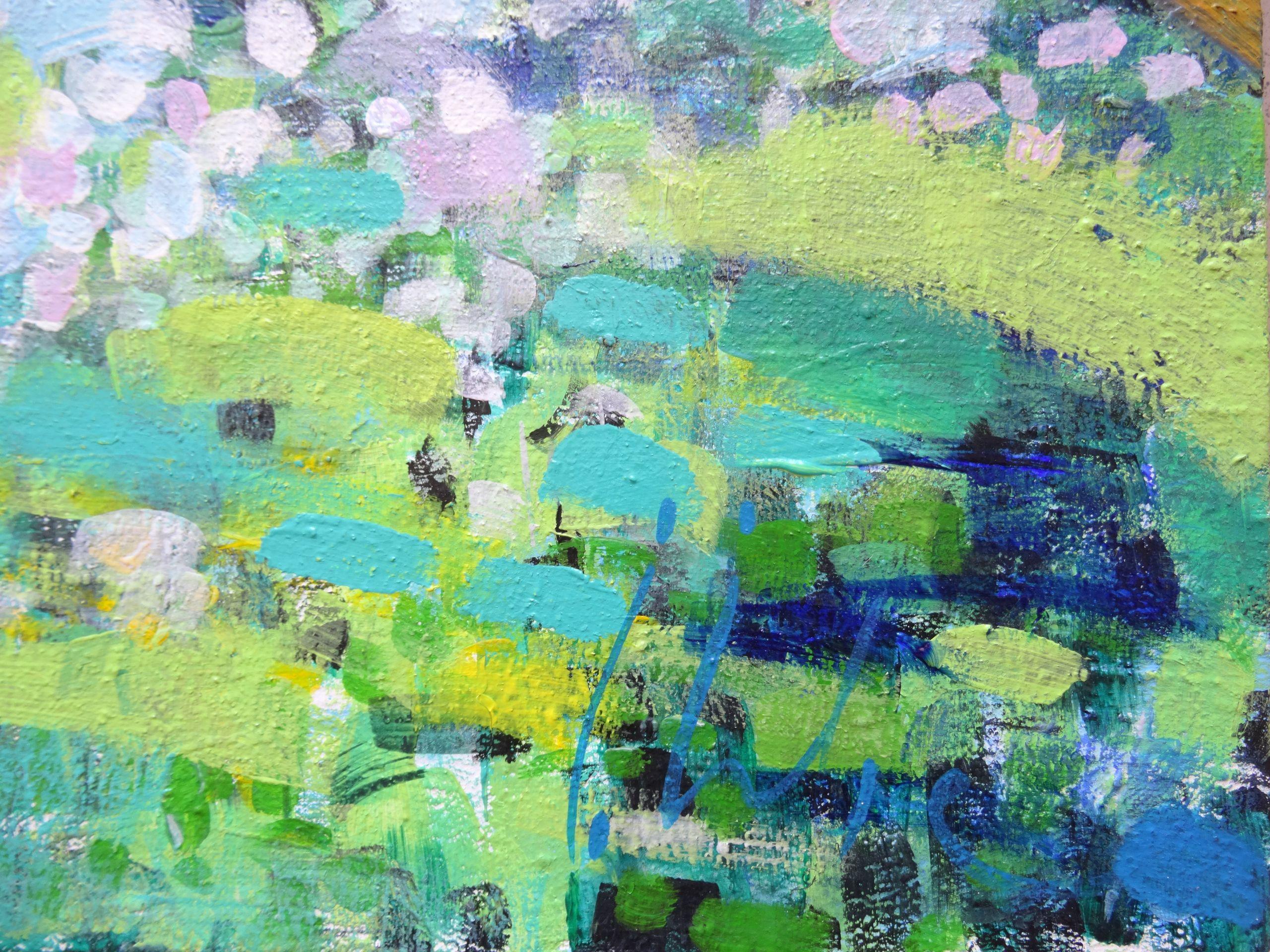 Alberi in fiore. 2017. Acrilico su tela, 80x100 cm - Painting di Ingrida Irbe 