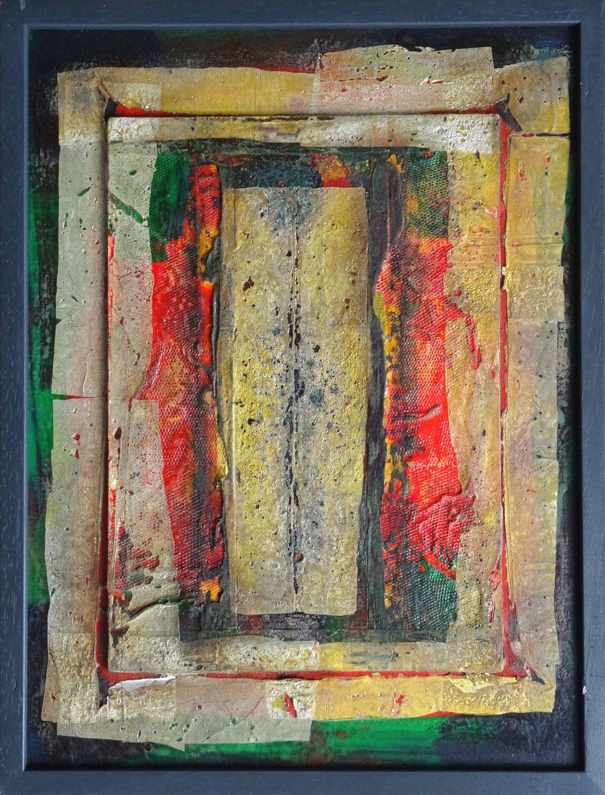 Pharaoh's treasures. 2020. Wood, author's technique, assembly, 40x30 cm - Assemblage Painting by Atis Ievins