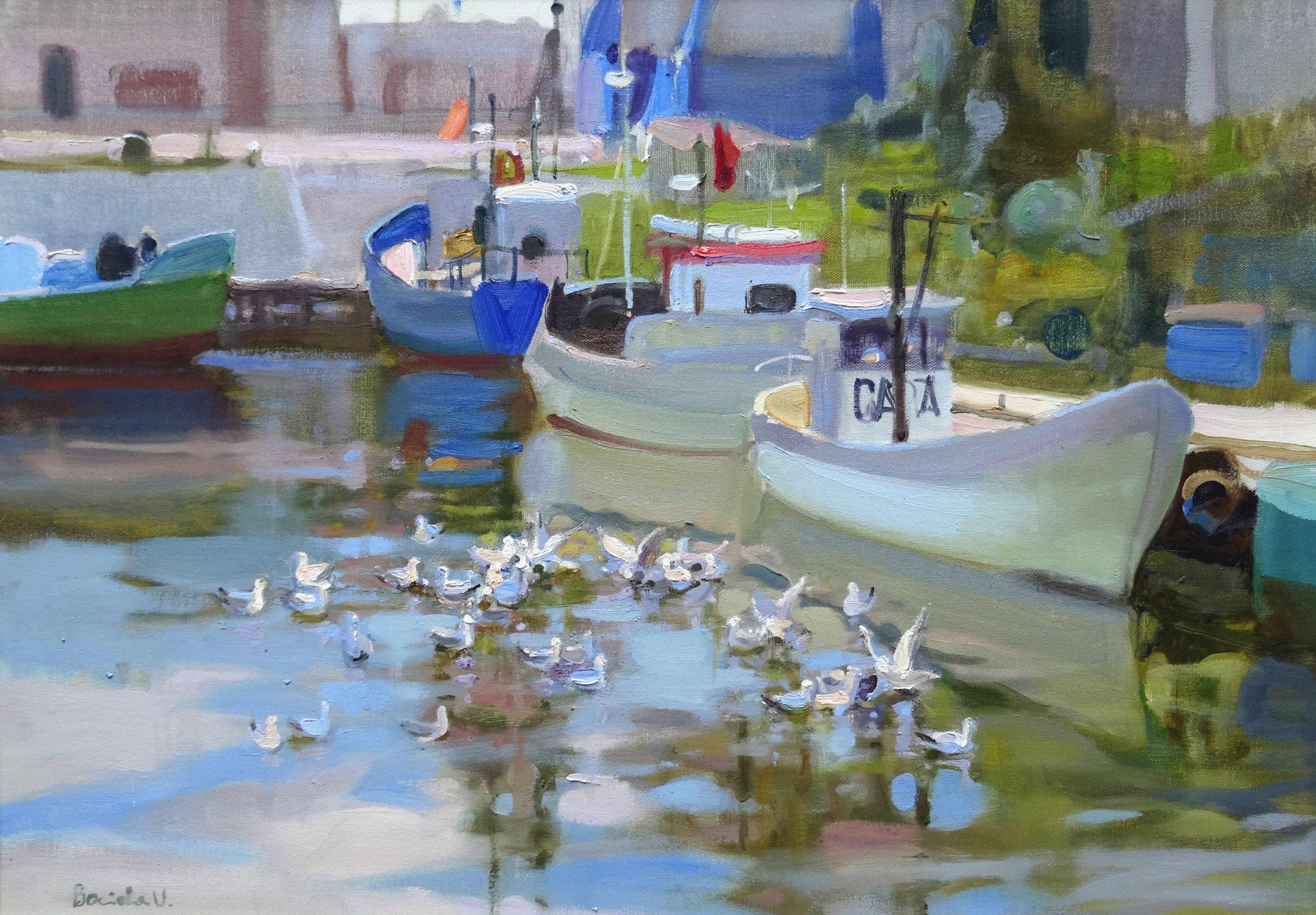 Landscape Painting de Valery Bayda  - Muelle. 2020. Óleo sobre lienzo, 50x70 cm