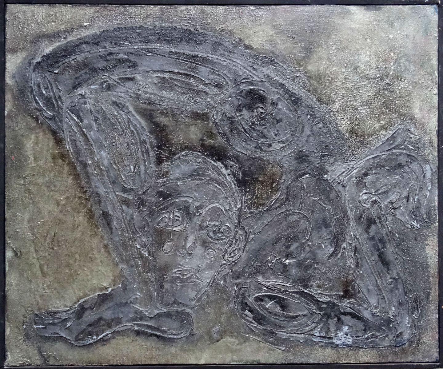Un clown. 1997, tela, olio, 54x65 cm - Painting di Elizabete Melbarzde 