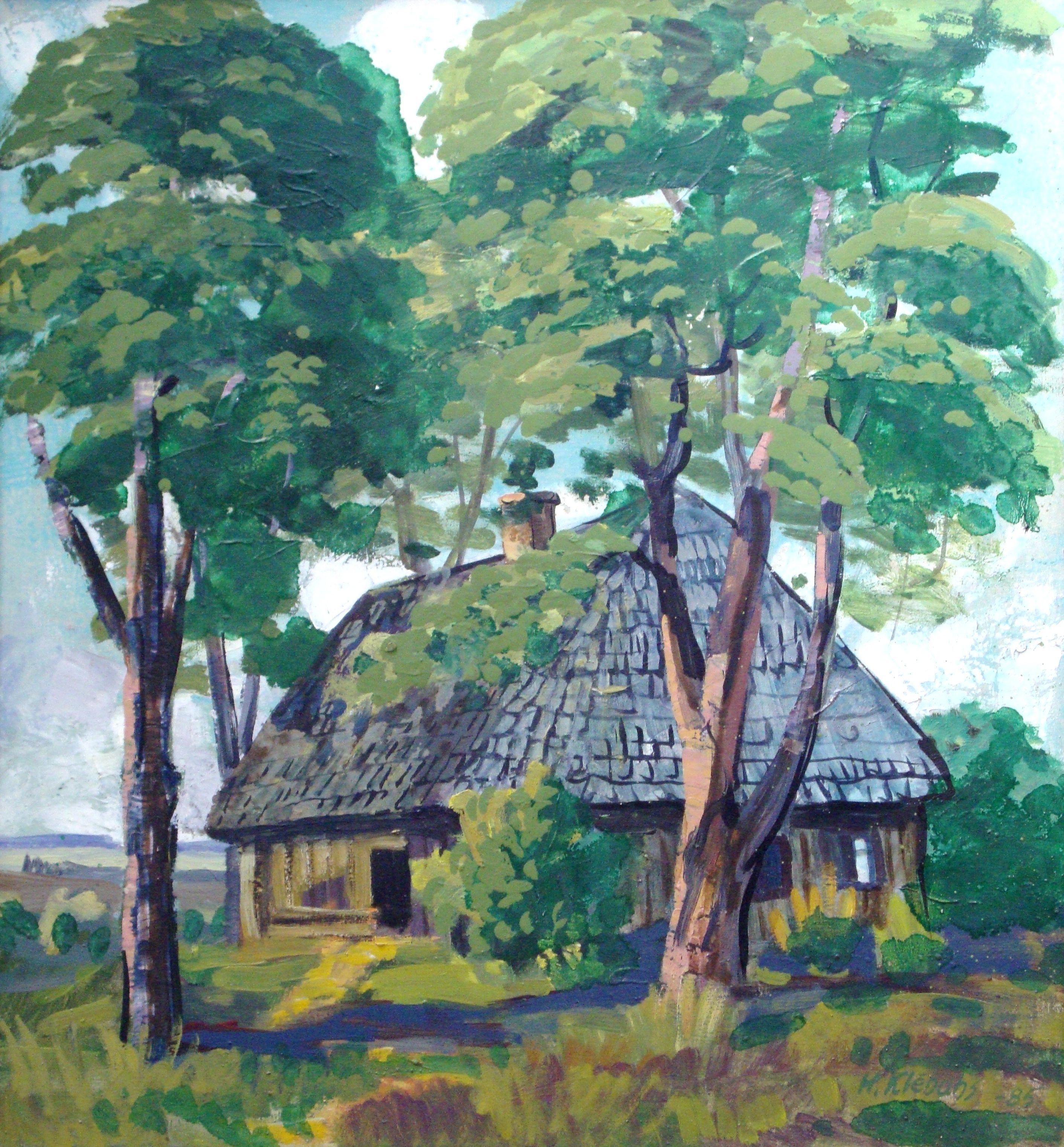 Bauernhaus. 1985. Öl auf Leinwand. 80x74 cm