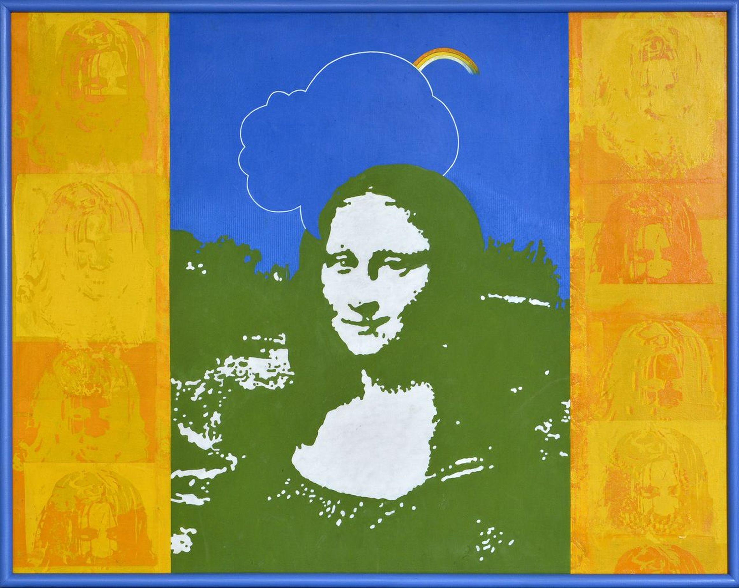 Atis Ievins Figurative Painting – Summer I. 1972, Karton, Mischtechnik, Siebdruck, 80x100 cm