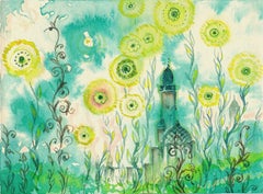 Fleurs au-dessus de la ville. 1975 Aquarelle sur papier, 11x14,8 cm