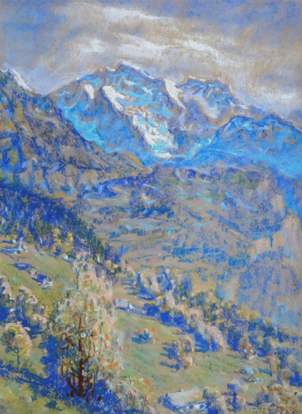 Eduards Metuzals  Landscape Painting - Switzerland. 1916. Paper, pastel, 41x30 cm