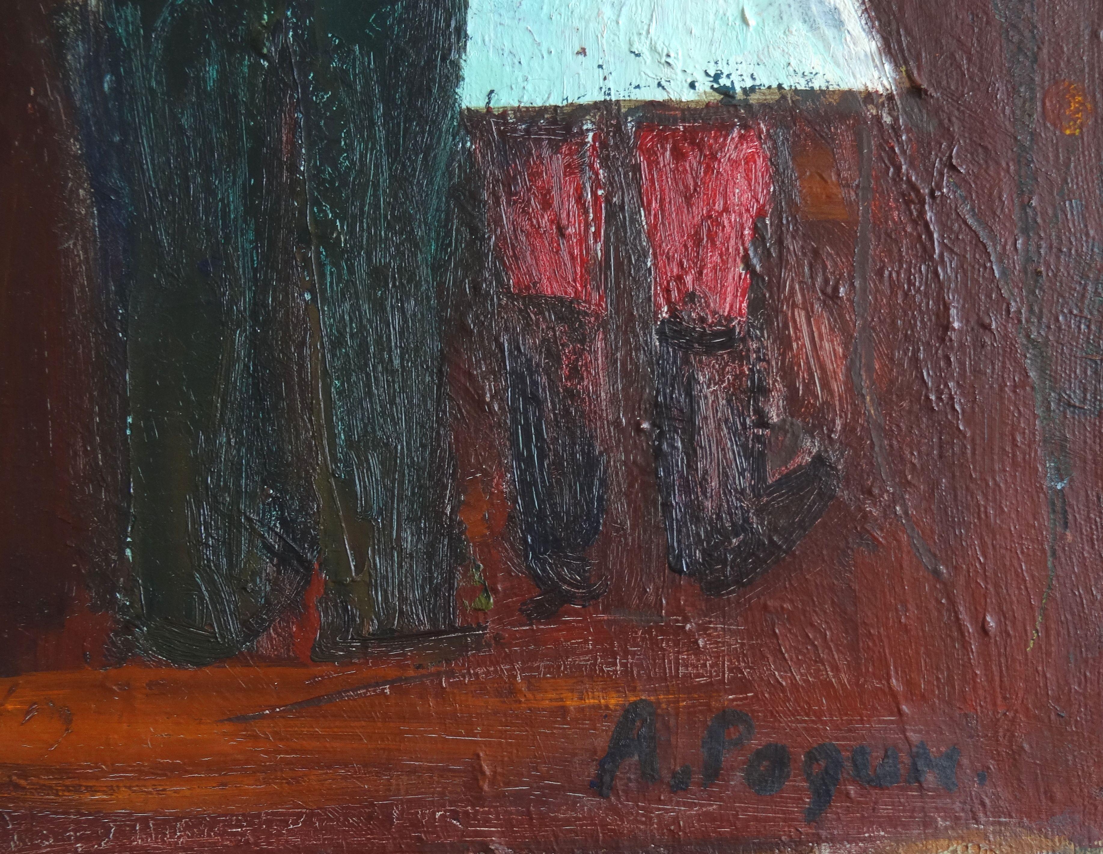 First furrow. 1980. Oil on canvas, 73x54 cm - Painting by Aleksandr Rodin