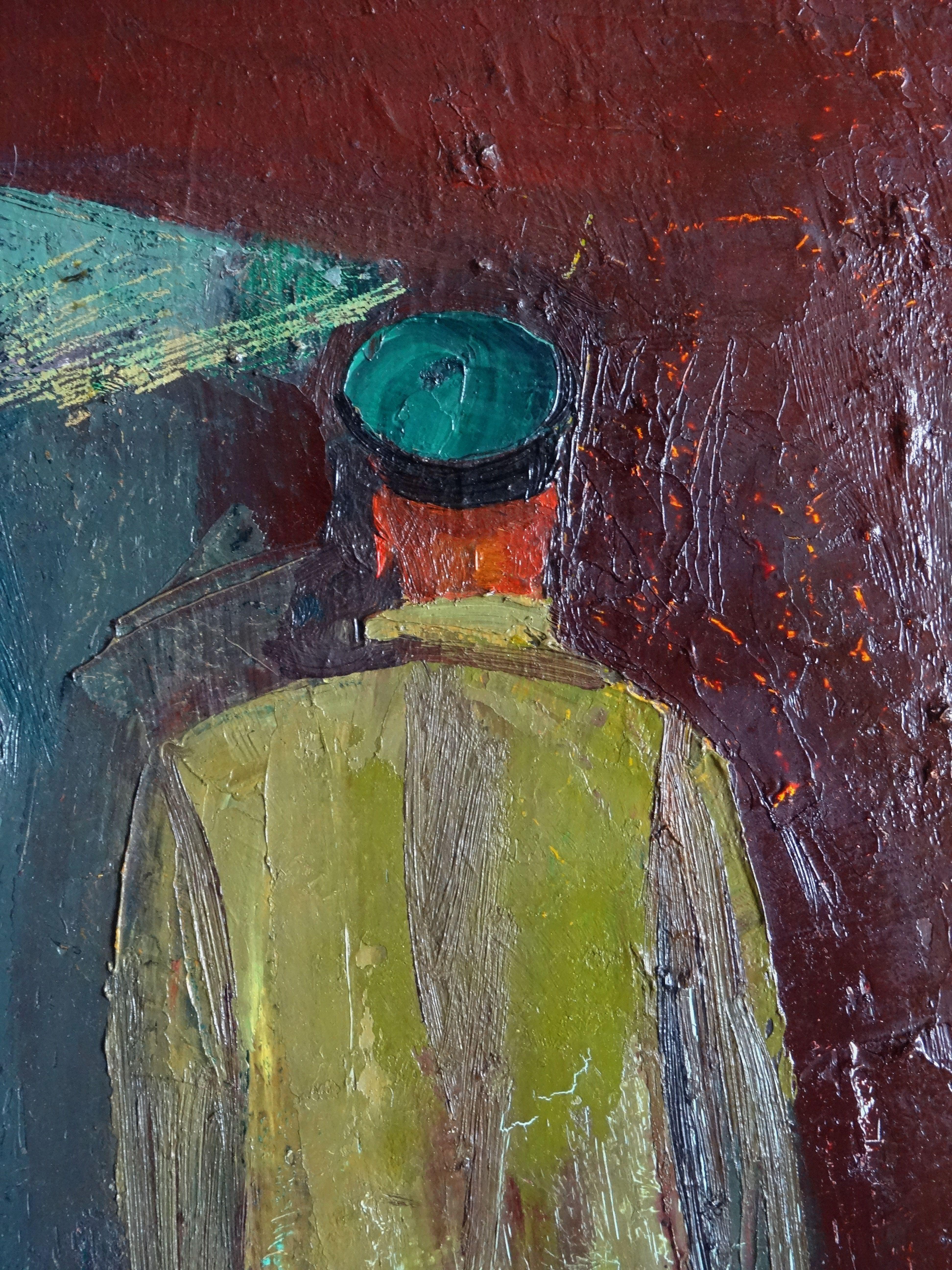 Primo solco. 1980. Olio su tela, 73x54 cm in vendita 1