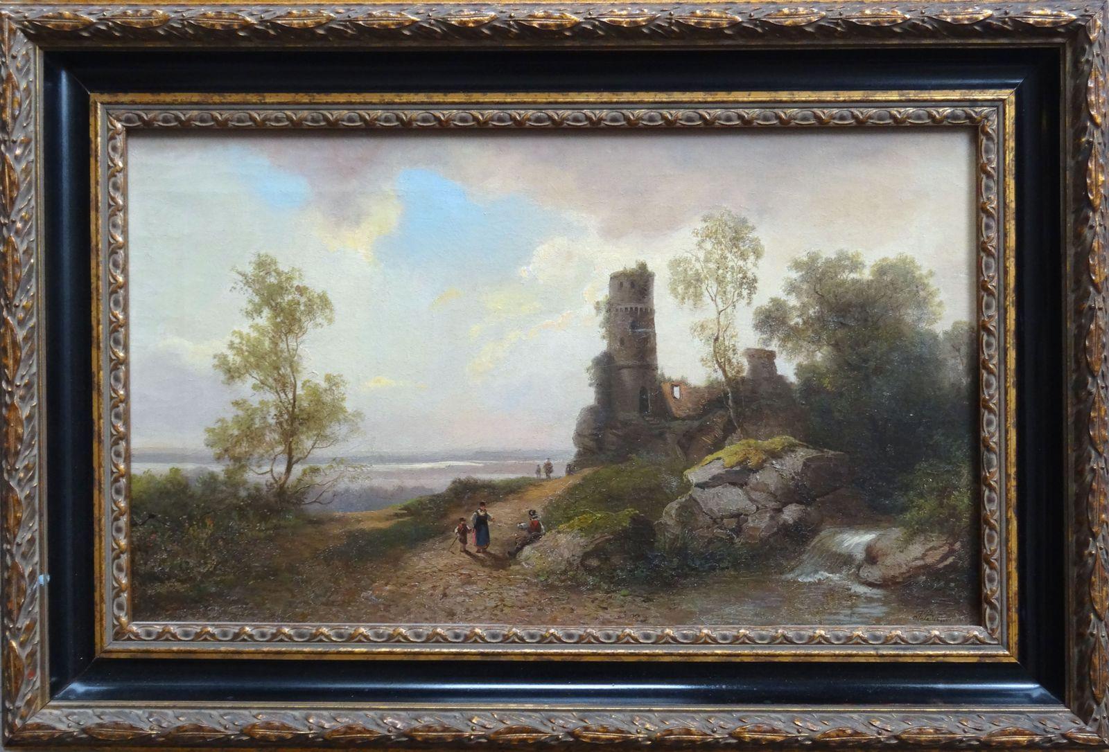 Camino junto al mar. 1869. Óleo sobre lienzo, 31x53 cm - Painting de Julius Bayer
