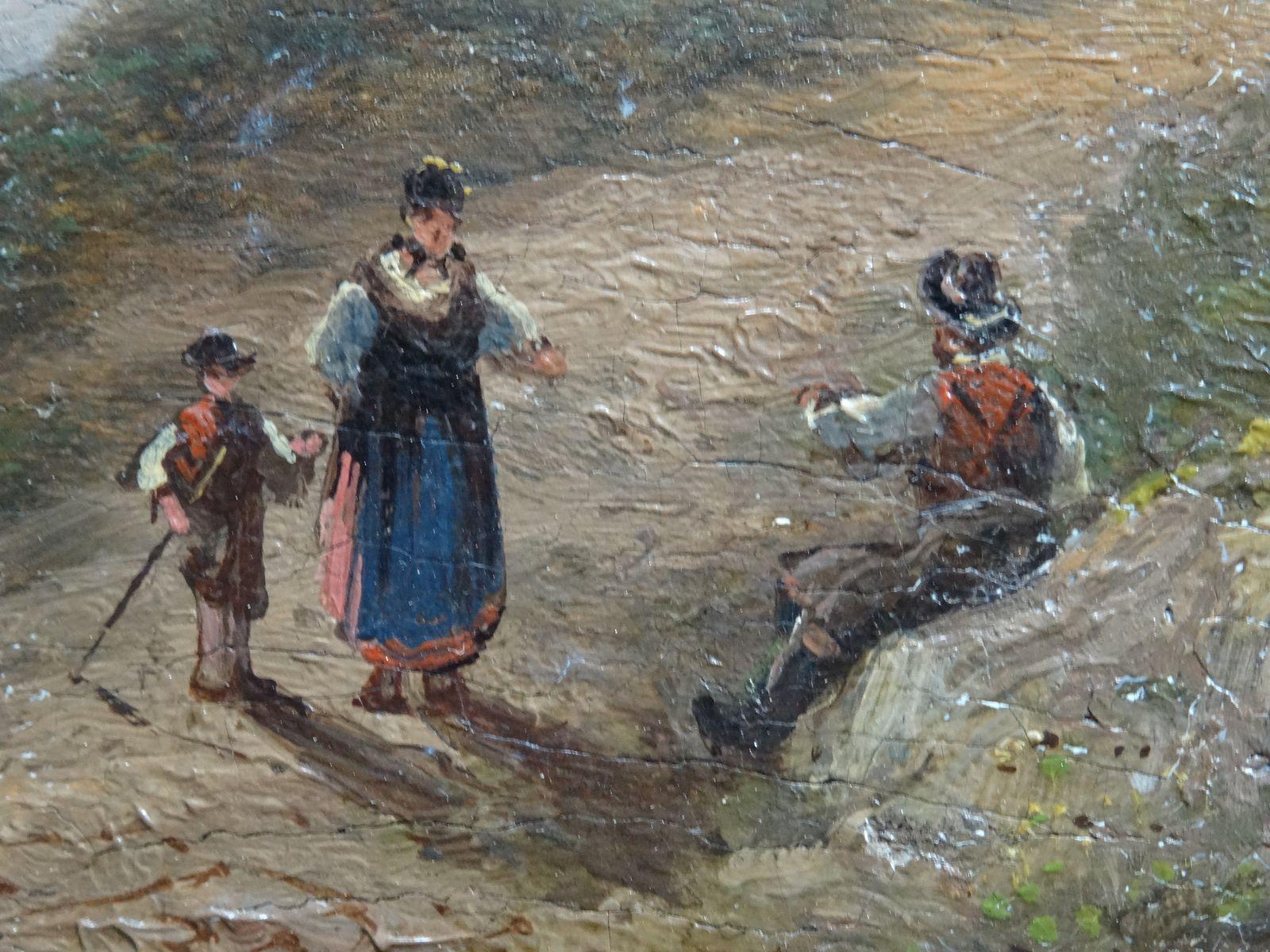 Chemin au bord de la mer. 1869. Huile sur toile, 31x53 cm - Gris Figurative Painting par Julius Bayer