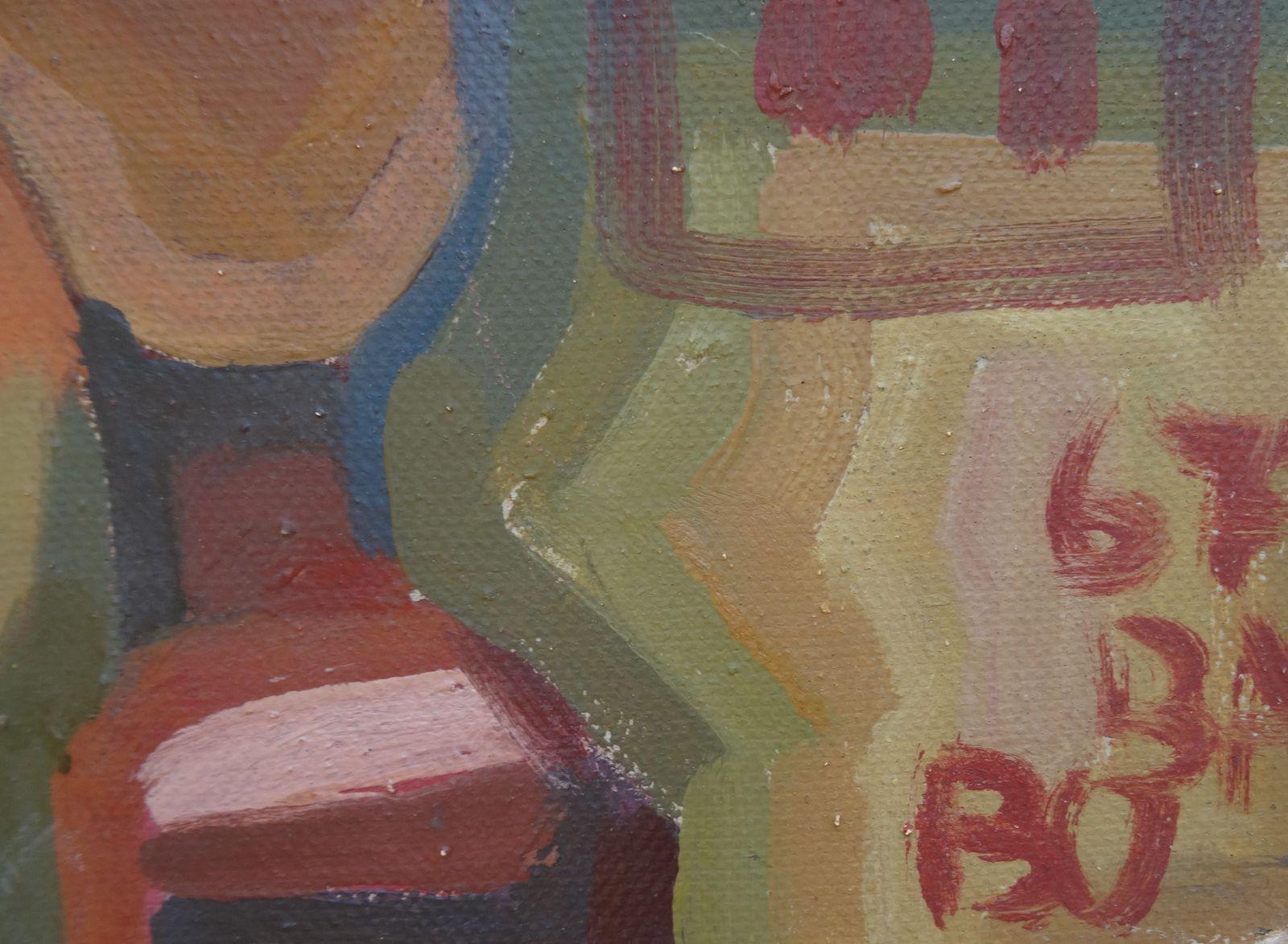 Running. 1967. Double-sided, cardboard, tempera, 37.5x39 cm - Painting by Vladimir Glushenkov 